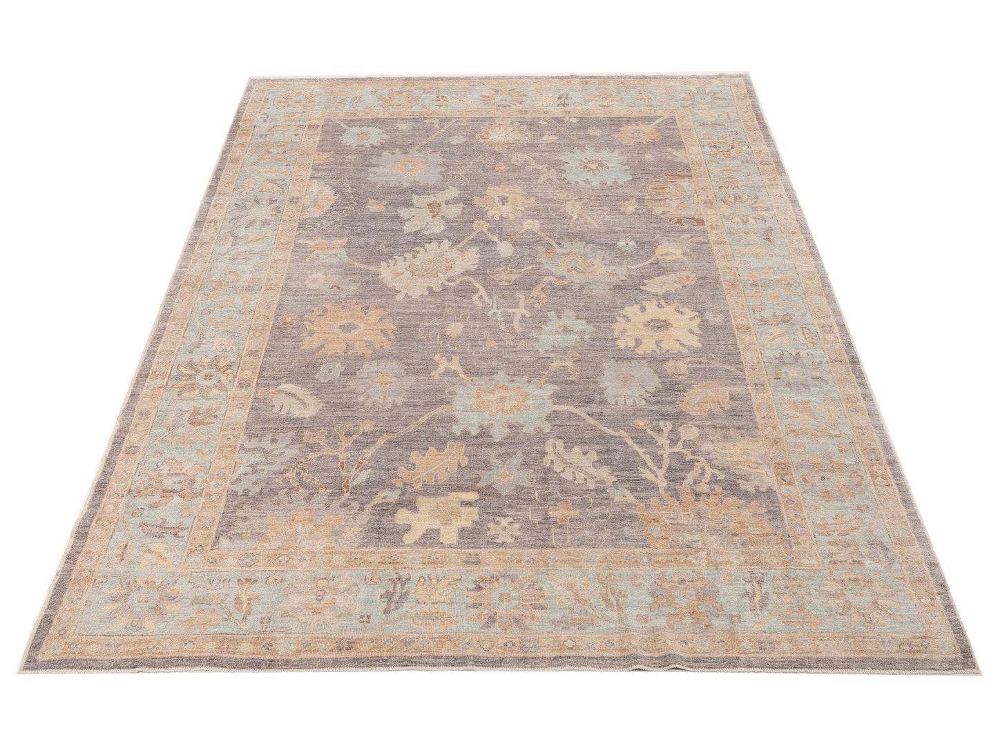 Pasha Anadol Oushak 154483 Gray Light Blue Traditional Hand Knotted Rug