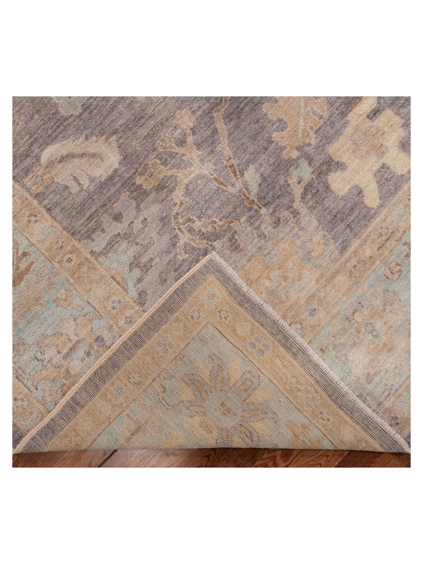 Pasha Anadol Oushak 154483 Gray Light Blue Traditional Hand Knotted Rug