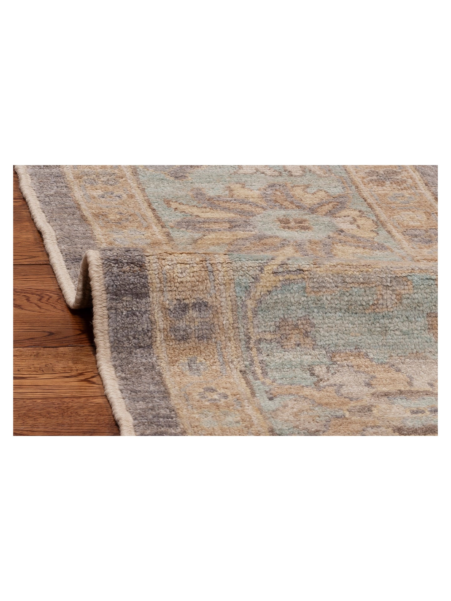 Pasha Anadol Oushak 154483 Gray Light Blue Traditional Hand Knotted Rug