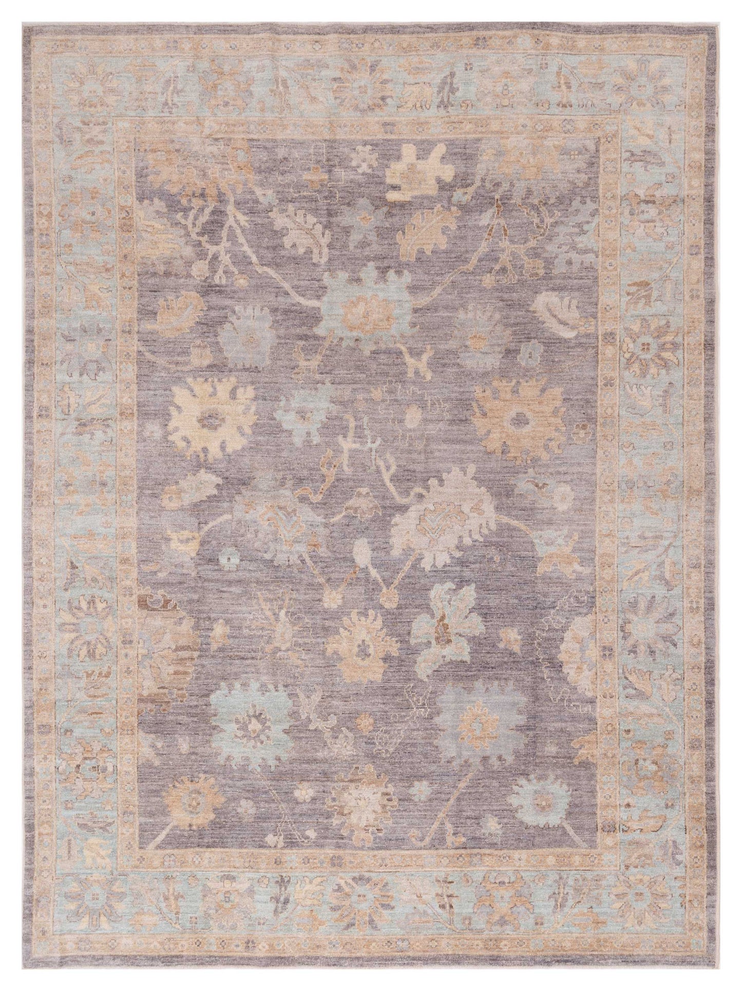 Pasha Anadol Oushak 154483 Gray Light Blue Traditional Hand Knotted Rug