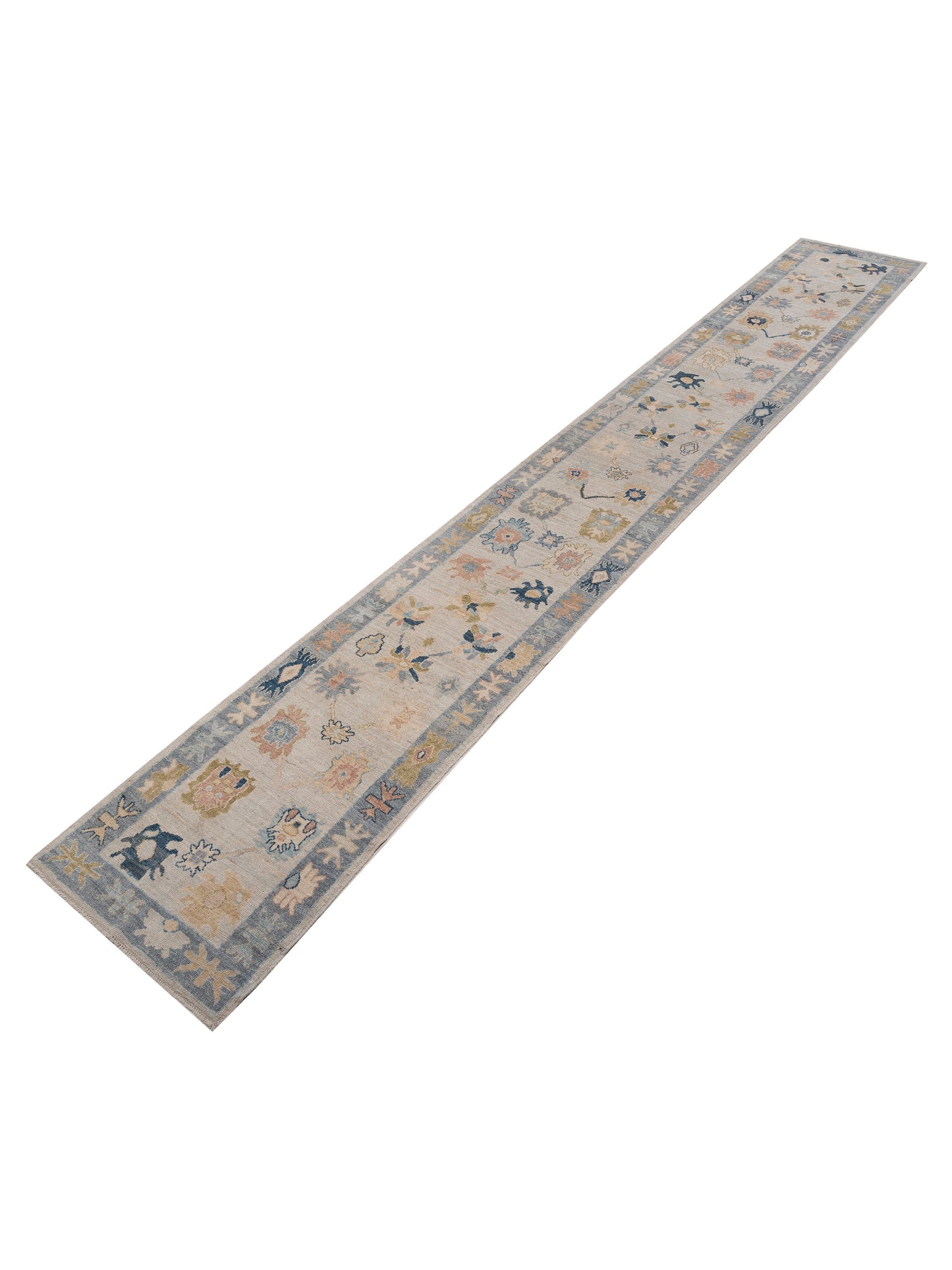 Anadol Oushak 154484 Light Gray Gray 2.8x19.8 Hand Knotted Rug