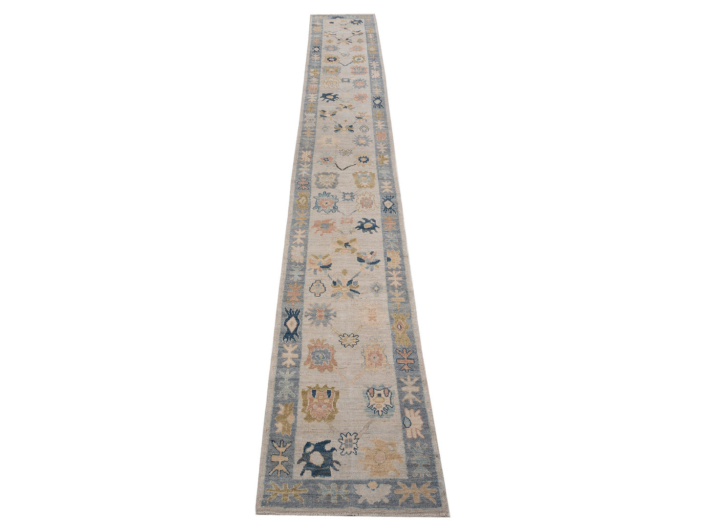 Anadol Oushak 154484 Light Gray Gray 2.8x19.8 Hand Knotted Rug
