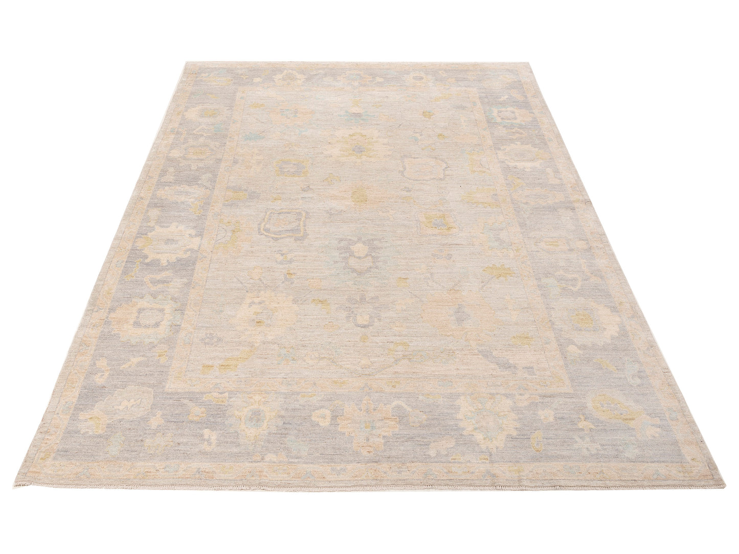 Anadol Oushak 154485 Light Gray Gray 10.2x13.8 Hand Knotted Rug