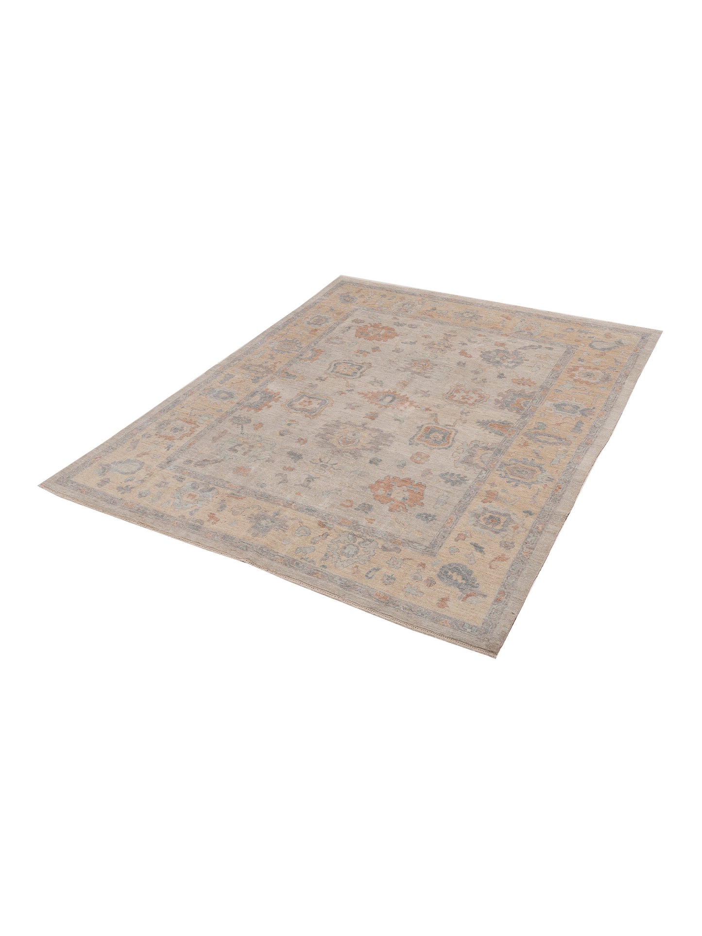 Anadol Oushak 154489 Light Gray Yellow 8.2x9.7 Hand Knotted Rug