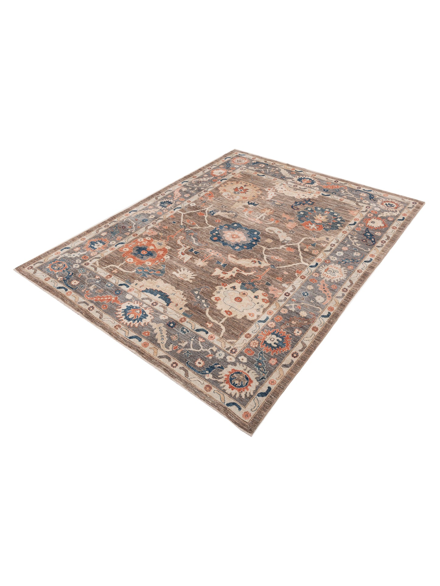 Anadol Oushak 154495 Brown Gray 9.2x11.6 Hand Knotted Rug