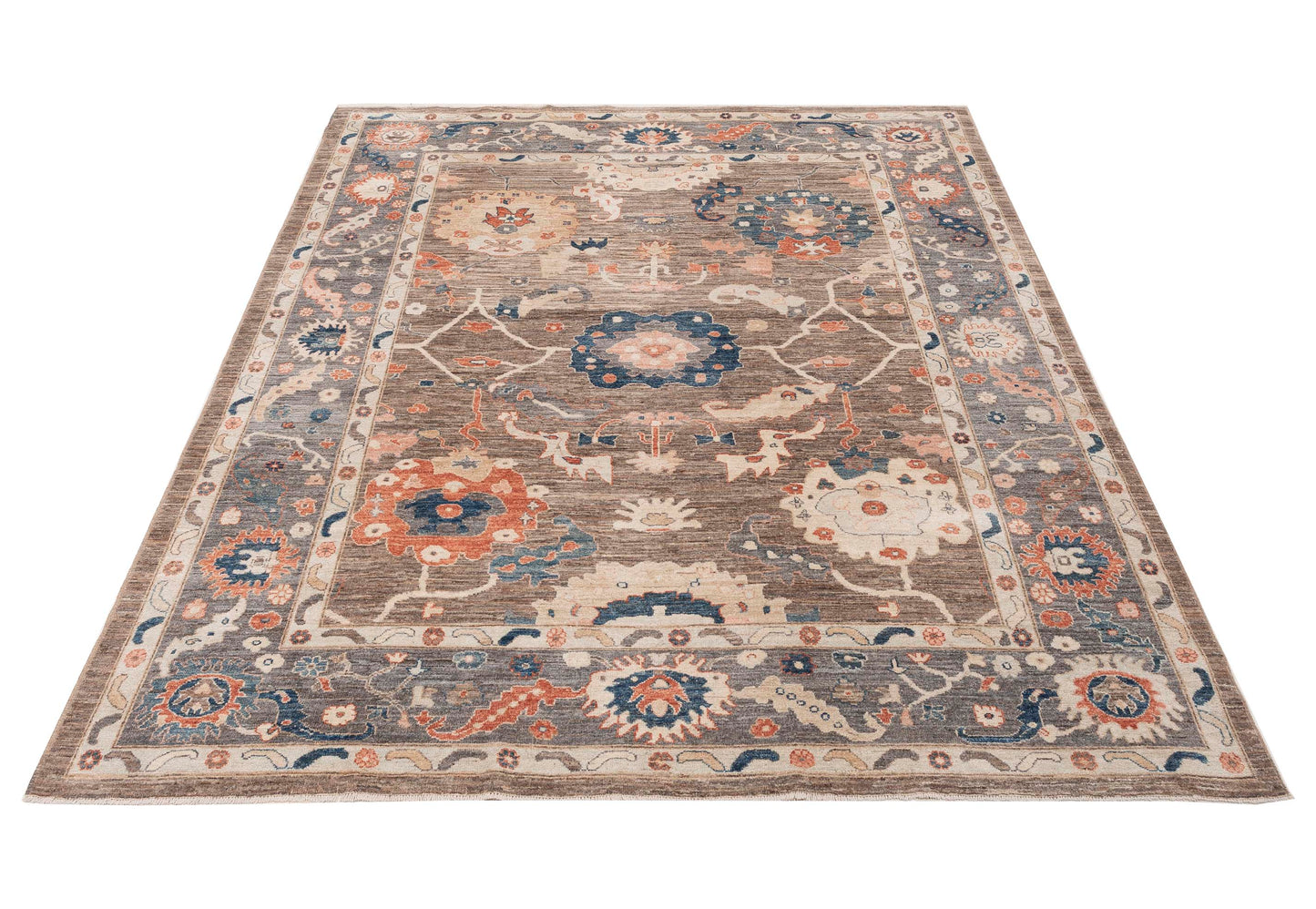 Anadol Oushak 154495 Brown Gray 9.2x11.6 Hand Knotted Rug