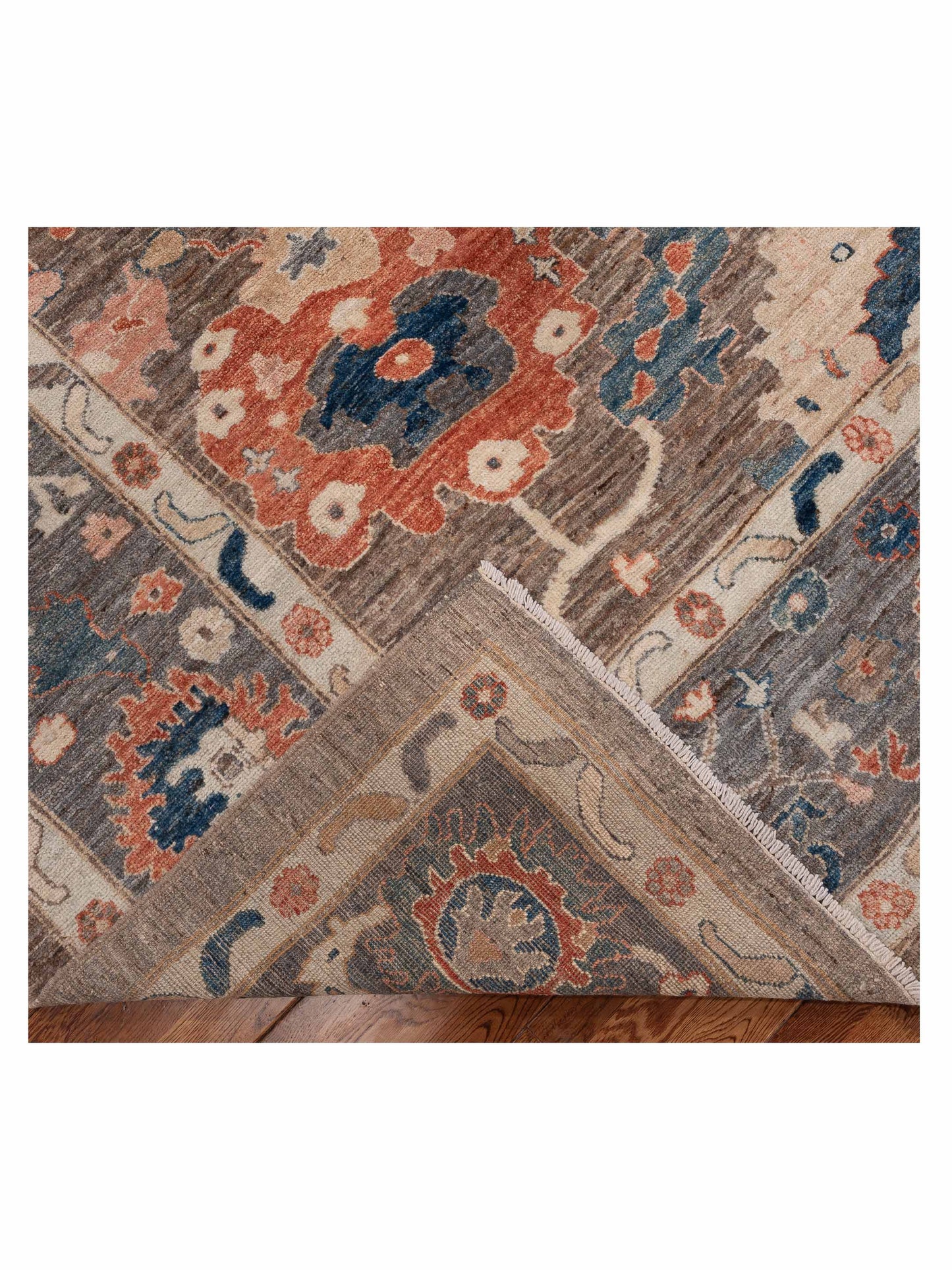 Anadol Oushak 154495 Brown Gray 9.2x11.6 Hand Knotted Rug