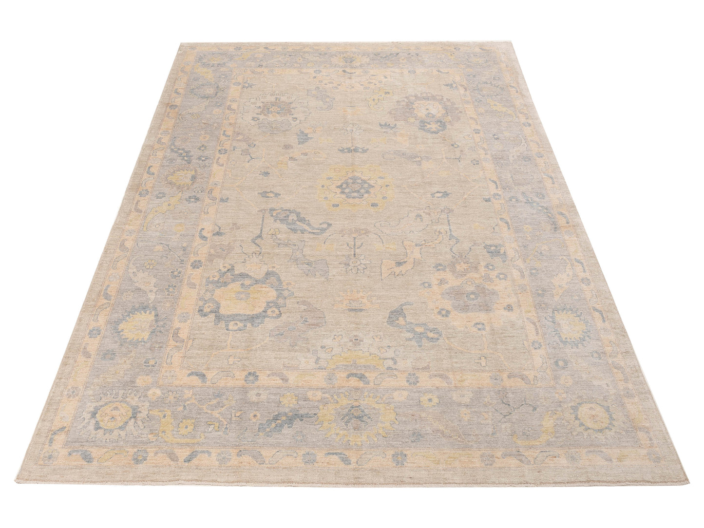 Anadol Oushak 154498 Light Blue Light Gray 9.7x13.7 Hand Knotted Rug