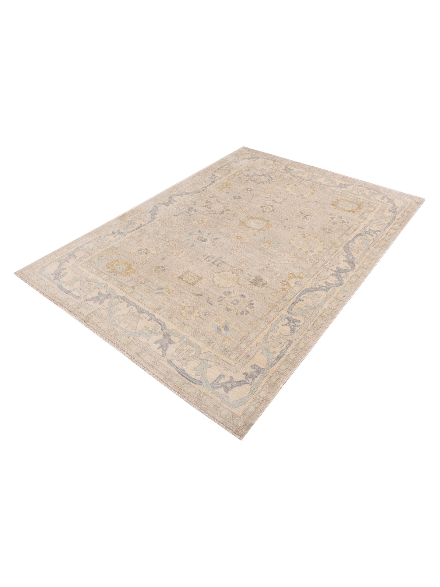Anadol Oushak 154499 Gray Beige 9.2x12.6 Hand Knotted Rug