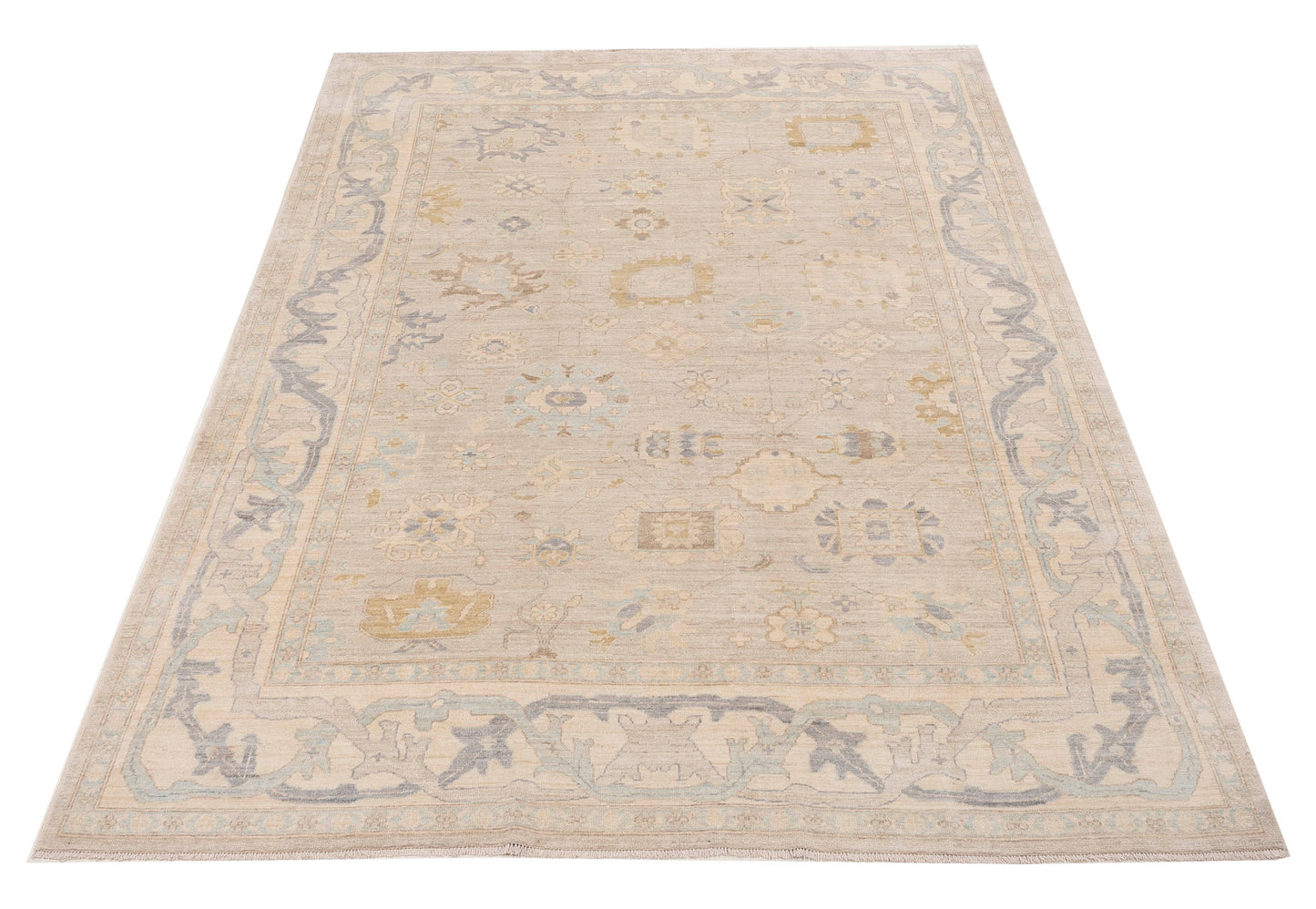 Anadol Oushak 154499 Gray Beige 9.2x12.6 Hand Knotted Rug