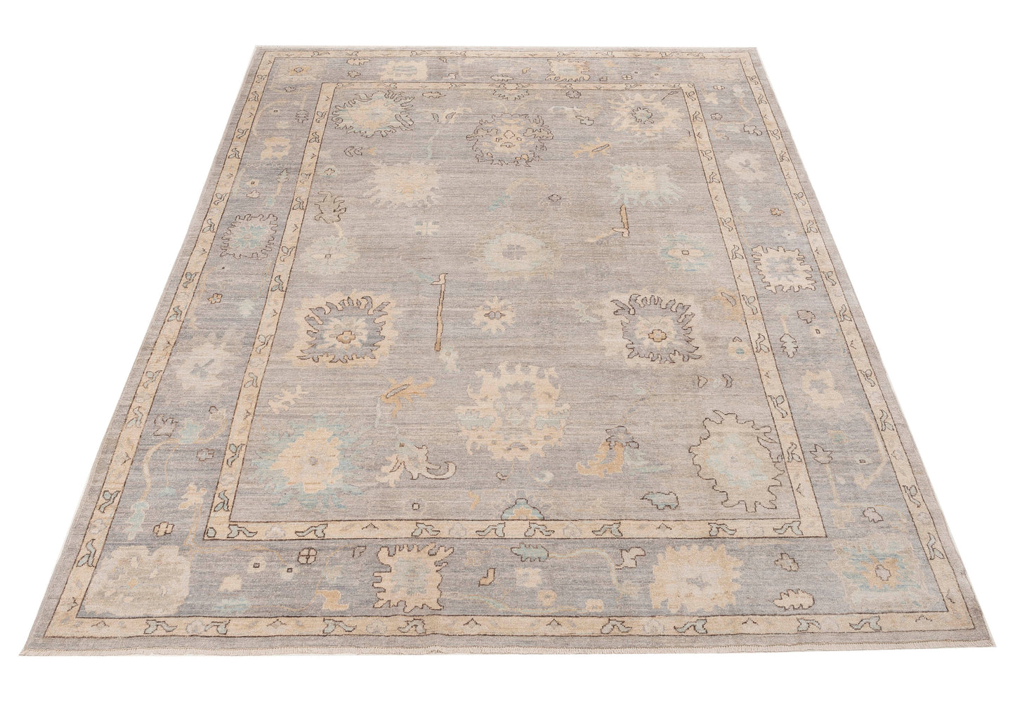 Anadol Oushak 154502 Gray Gray 9.2x12.1 Hand Knotted Rug