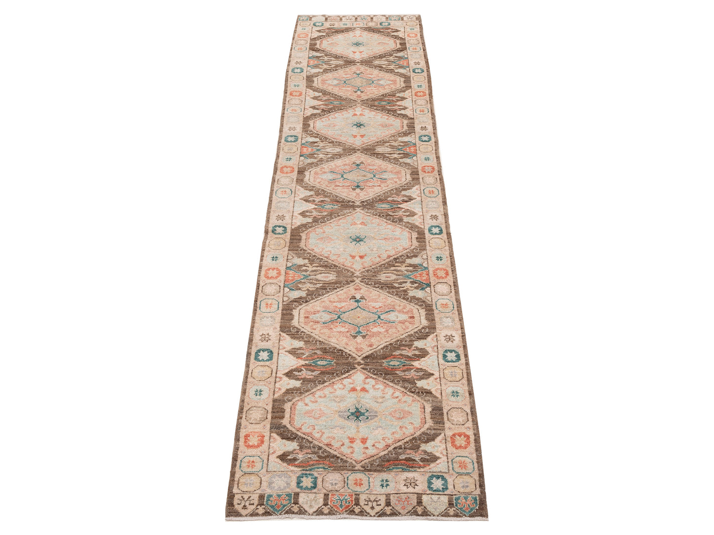Anadol Oushak 154503 Brown Beige 3.2x13.7 Hand Knotted Rug