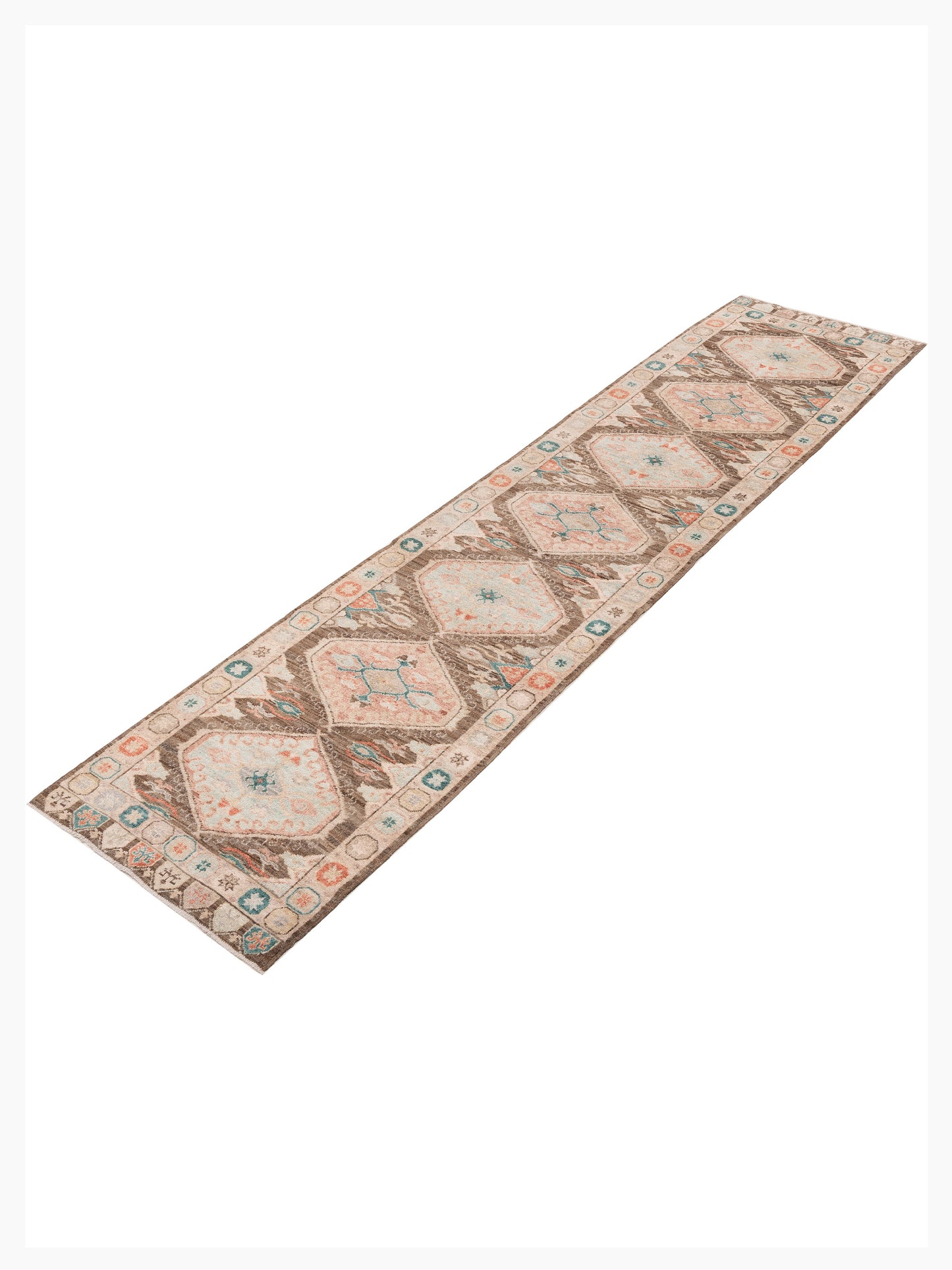 Anadol Oushak 154503 Brown Beige 3.2x13.7 Hand Knotted Rug