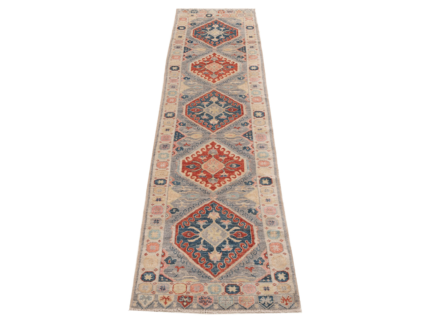 Anadol Oushak 154511 Gray Ivory 3x12.8 Hand Knotted Rug