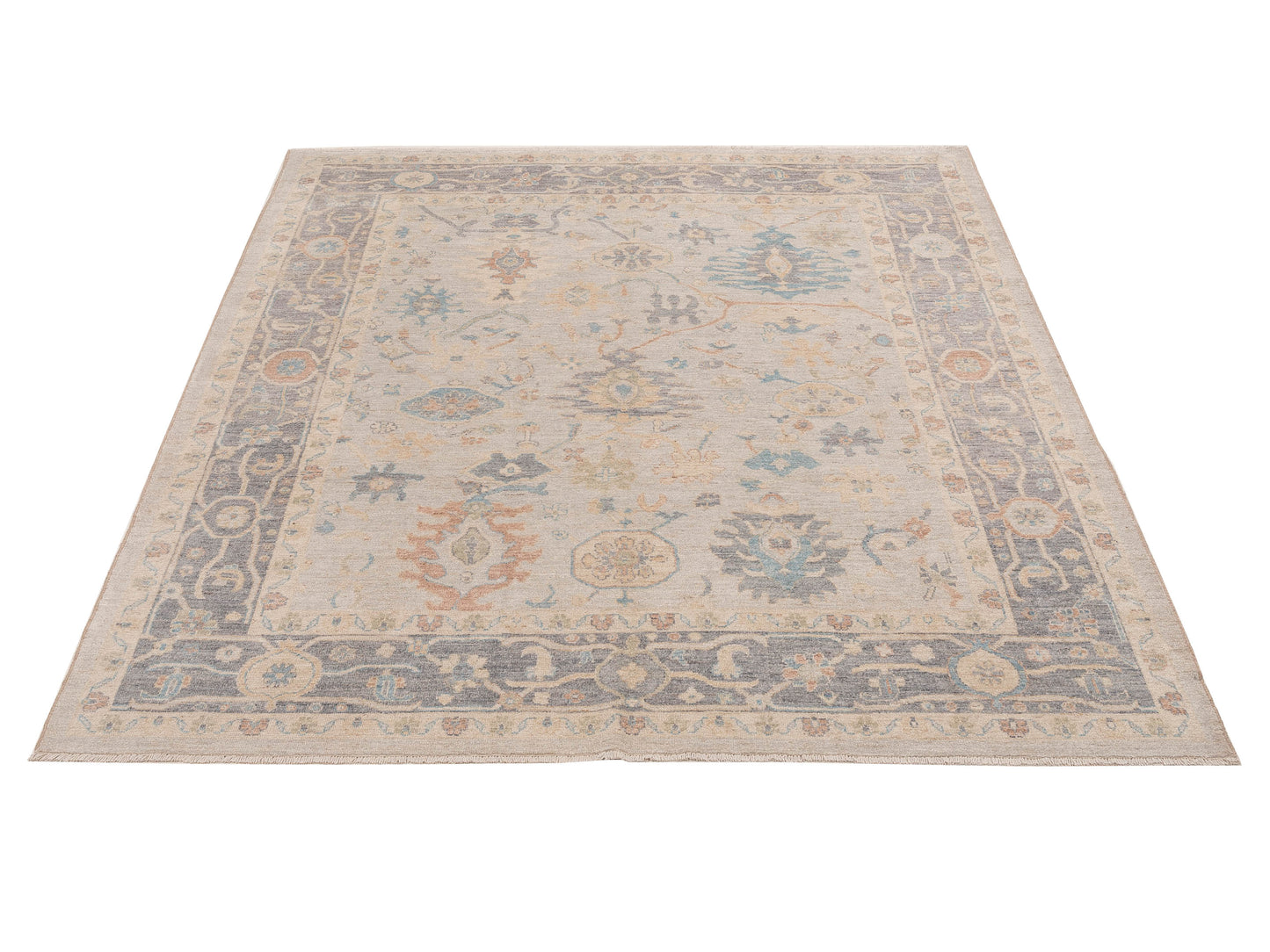 Anadol Oushak 154513 Light Blue Gray 8.6x9.9 Hand Knotted Rug