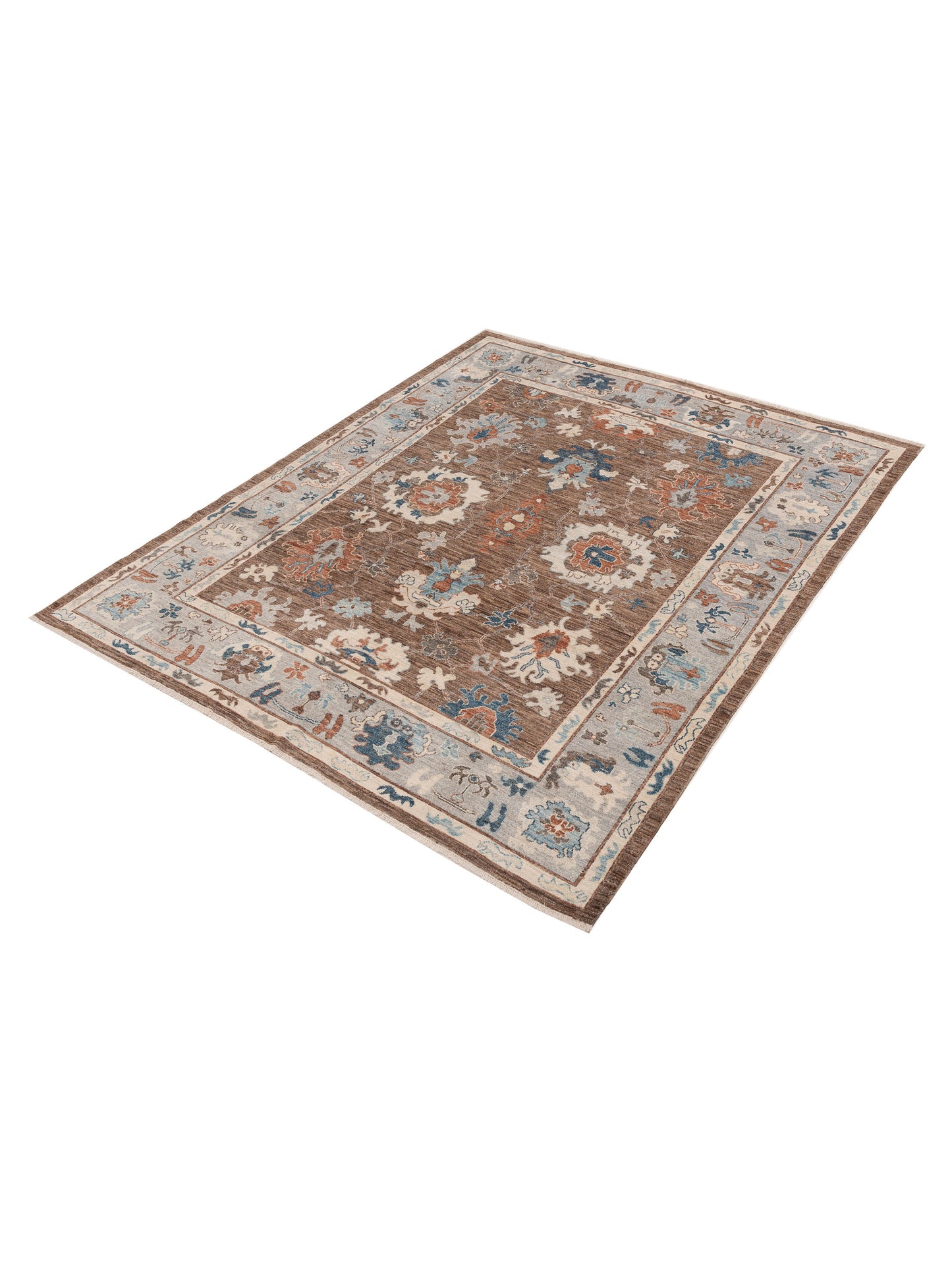 Anadol Oushak 154515 Brown Light Blue 8.4x10 Hand Knotted Rug