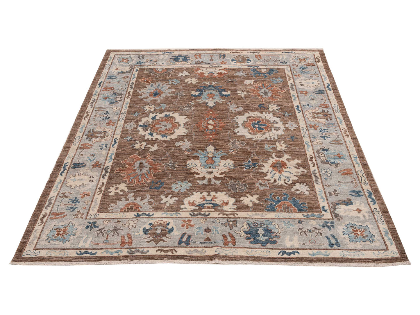 Anadol Oushak 154515 Brown Light Blue 8.4x10 Hand Knotted Rug