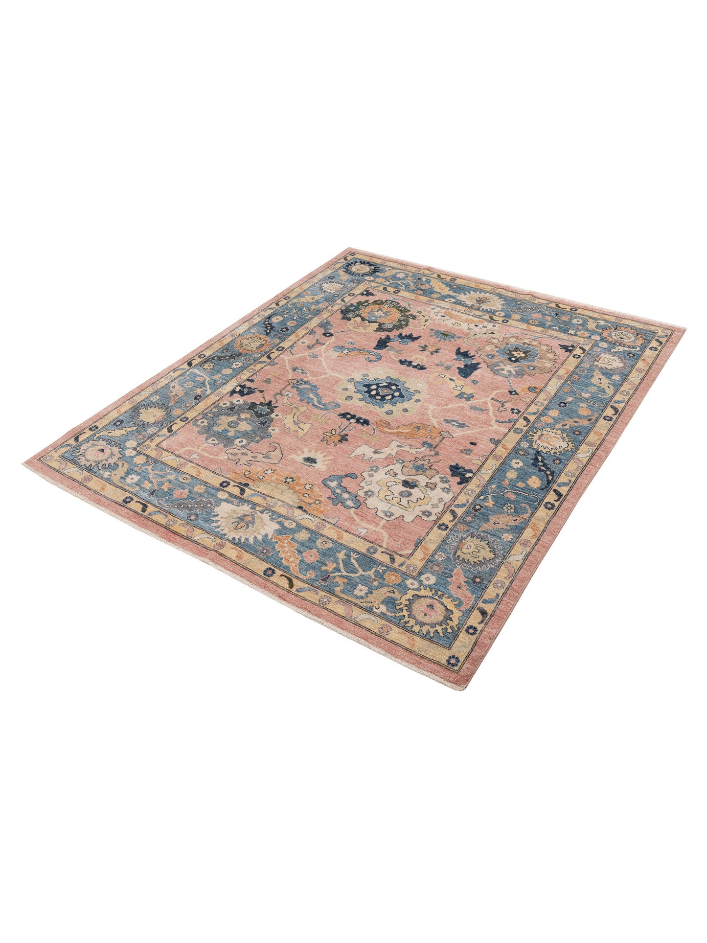 Anadol Oushak 154519 Pink Blue 8.3x9.9 Hand Knotted Rug