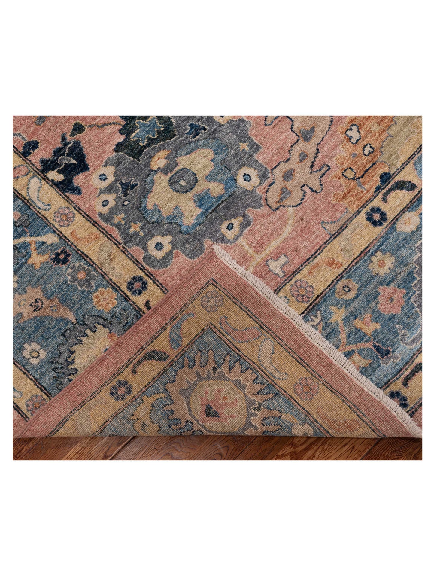 Anadol Oushak 154519 Pink Blue 8.3x9.9 Hand Knotted Rug