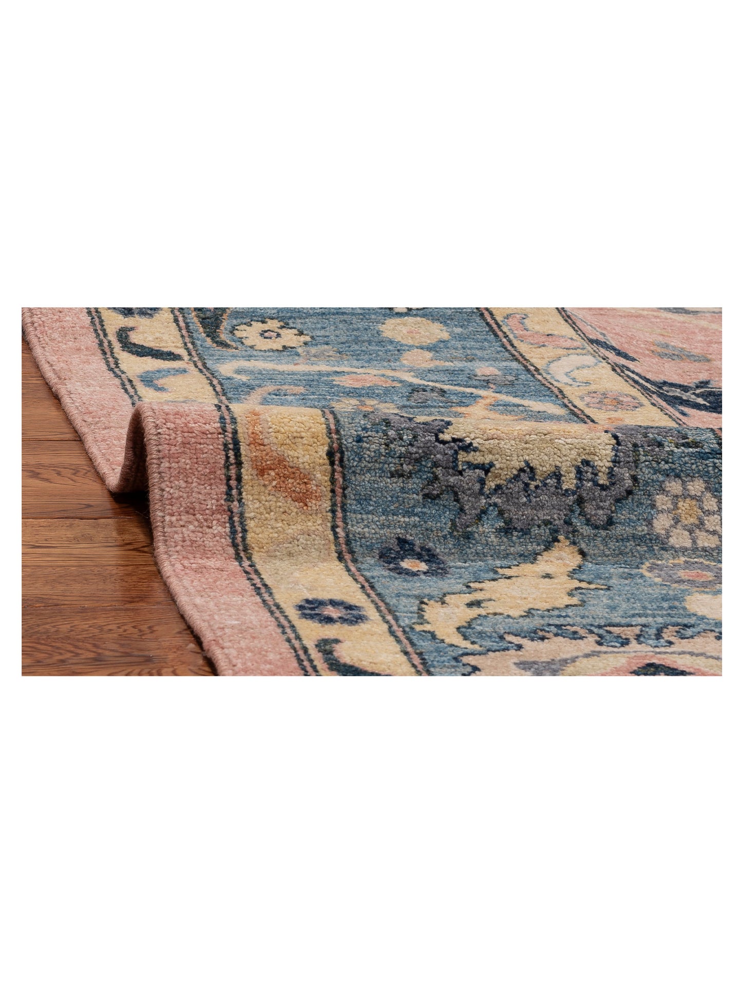 Anadol Oushak 154519 Pink Blue 8.3x9.9 Hand Knotted Rug