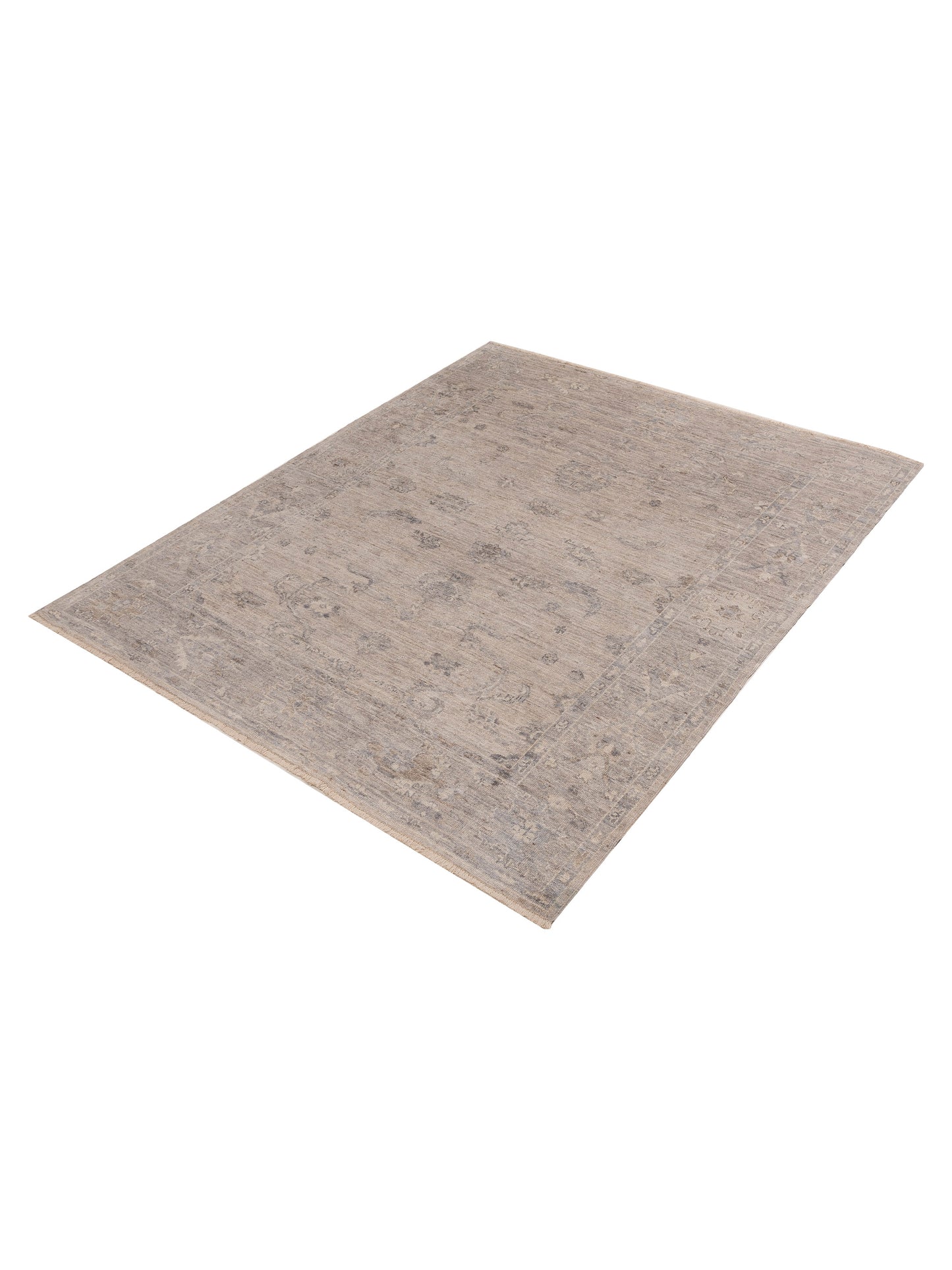 Angora Oushak 154520 Silver Gray 7.9x9.6 Hand Knotted Rug