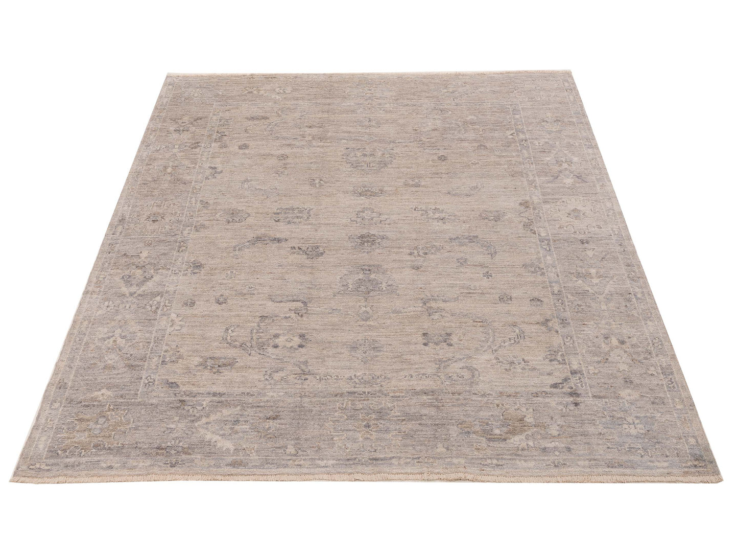 Angora Oushak 154520 Silver Gray 7.9x9.6 Hand Knotted Rug