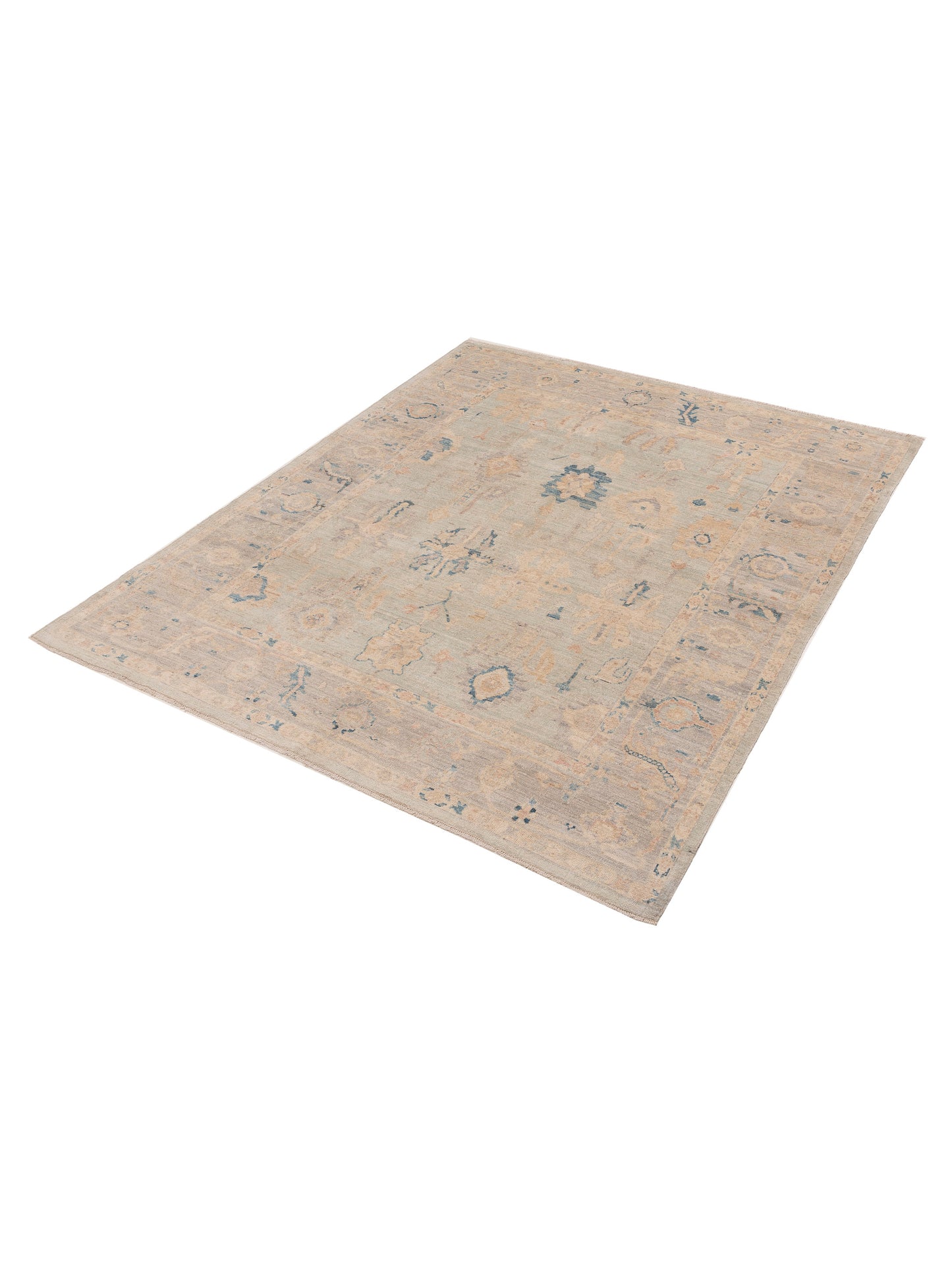 Anadol Oushak 154527 Light Blue Light Gray 8.3x9.7 Hand Knotted Rug
