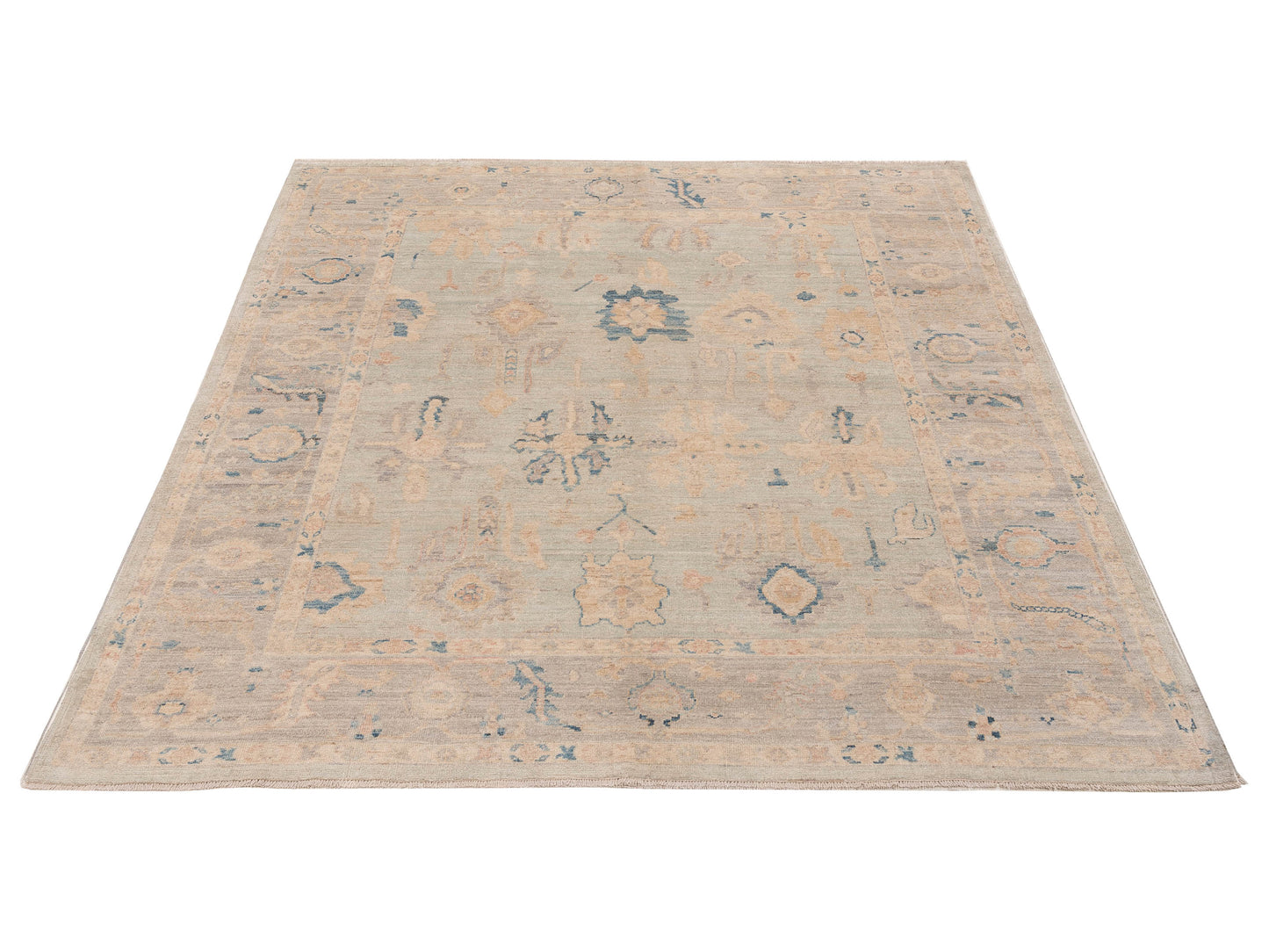 Anadol Oushak 154527 Light Blue Light Gray 8.3x9.7 Hand Knotted Rug