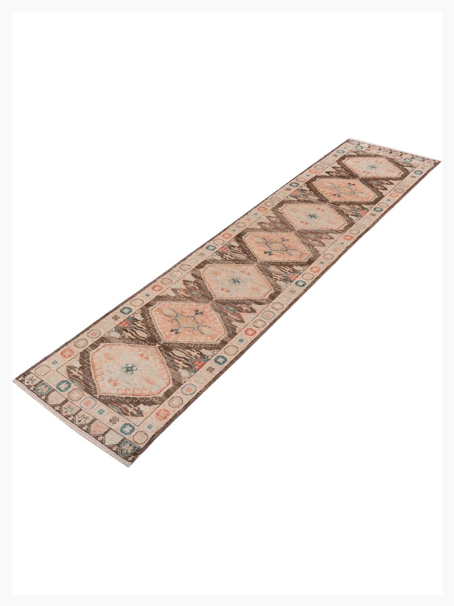 Anadol Oushak 154529 Brown Beige 3.2x13.7 Hand Knotted Rug