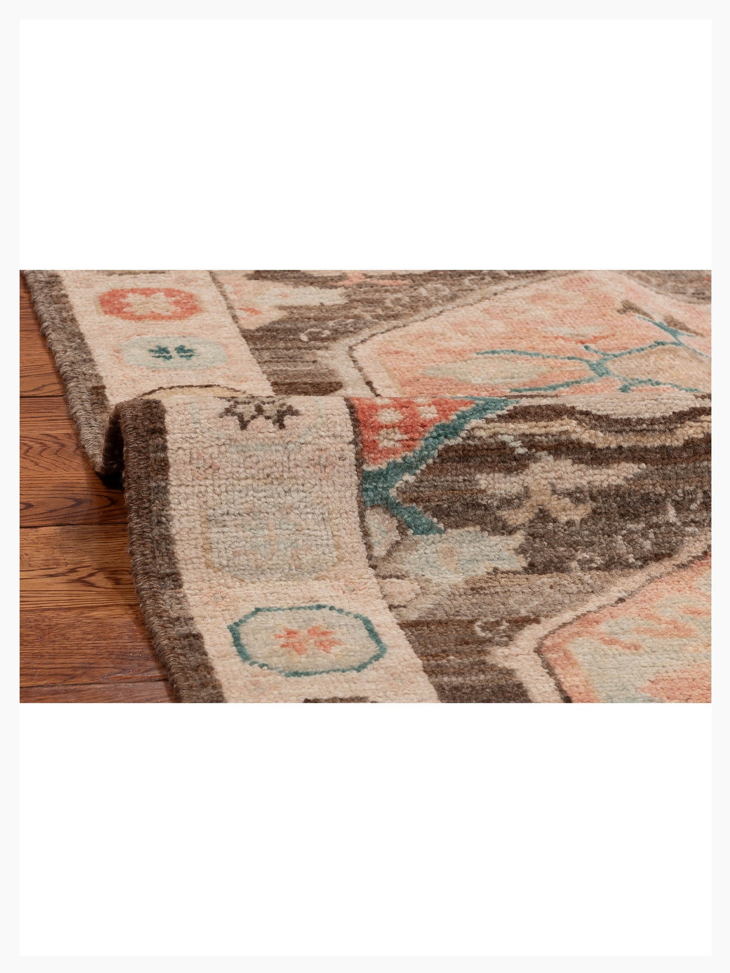 Anadol Oushak 154529 Brown Beige 3.2x13.7 Hand Knotted Rug