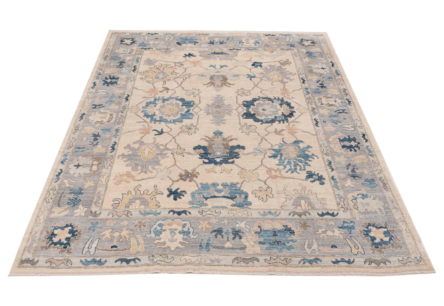 Anadol Oushak 154530 Ivory Gray 9.1x11.8 Hand Knotted Rug