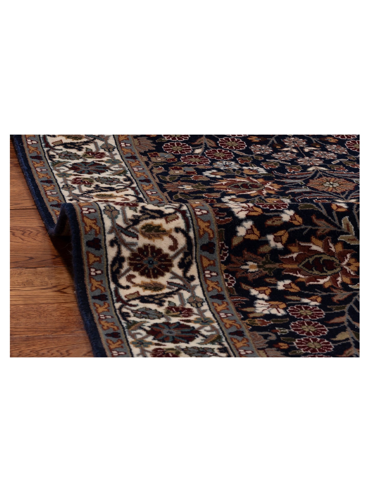 Hereke 154552 Navy Blue Ivory 2.9x19.9 Hand Knotted Rug