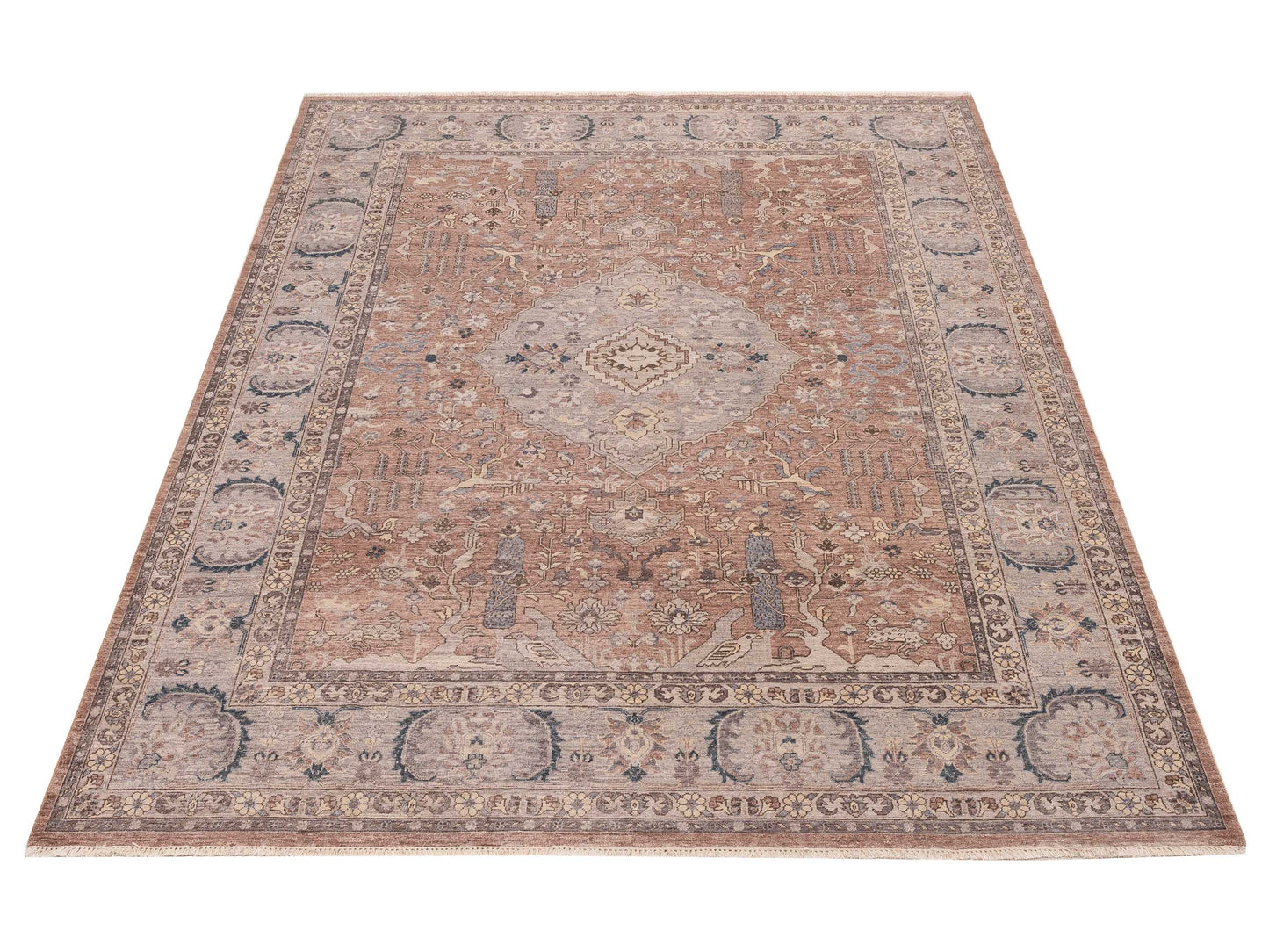 Vintage Revival 154571 Brown Silver 9x12 Hand Knotted Rug