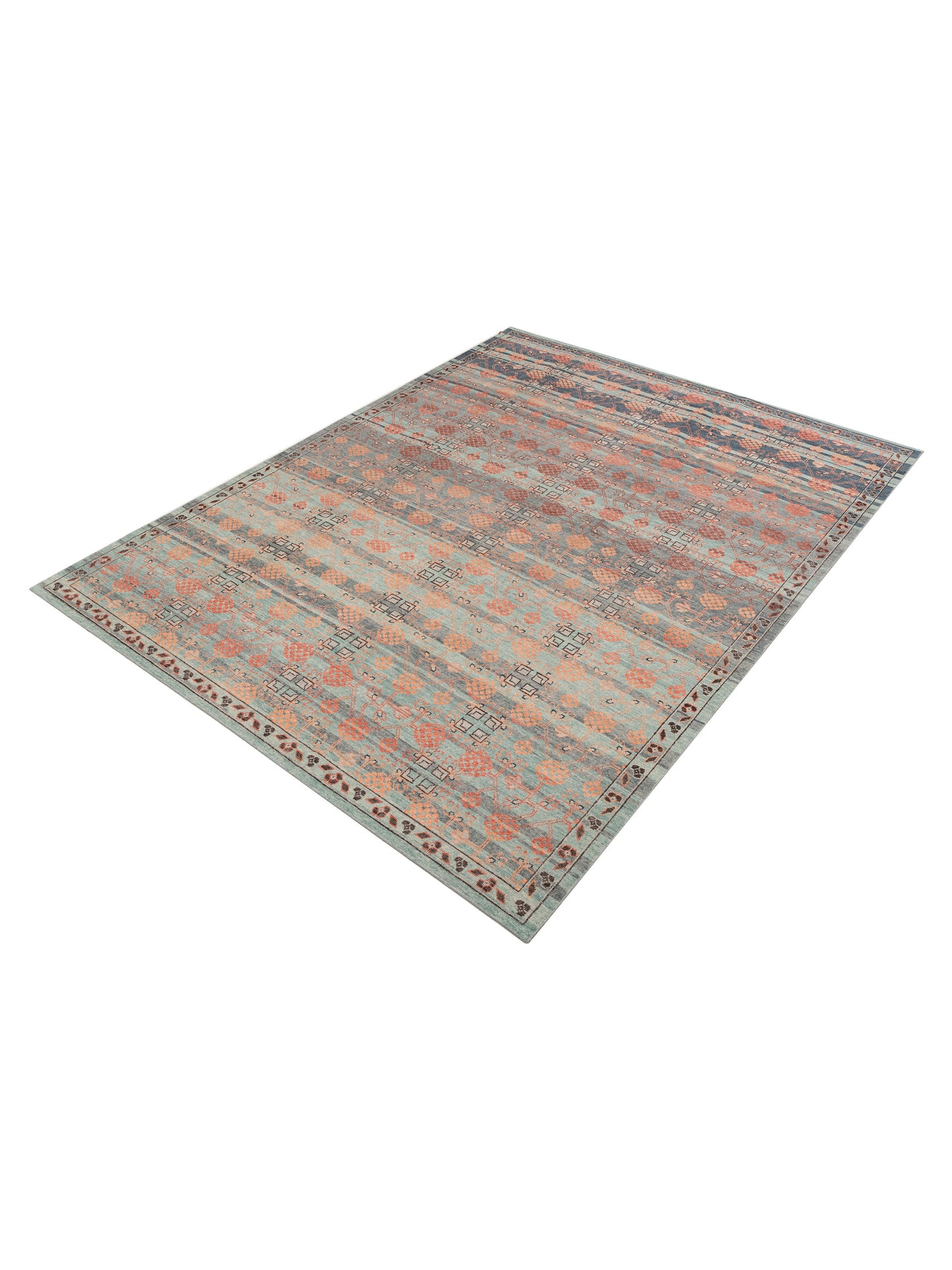 Aurore 154595 Blue Blue 9x12 Hand Knotted Rug