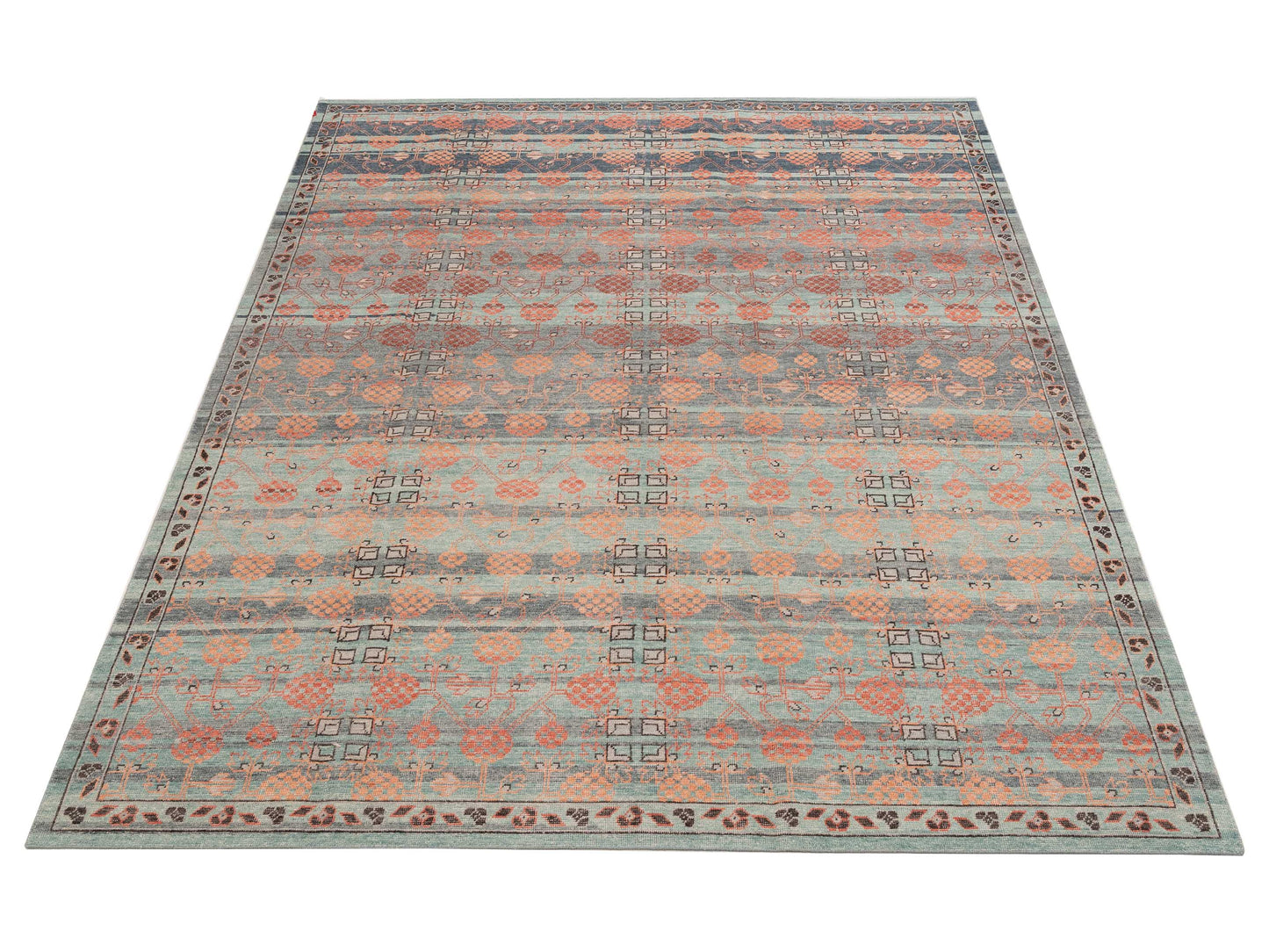 Aurore 154595 Blue Blue 9x12 Hand Knotted Rug