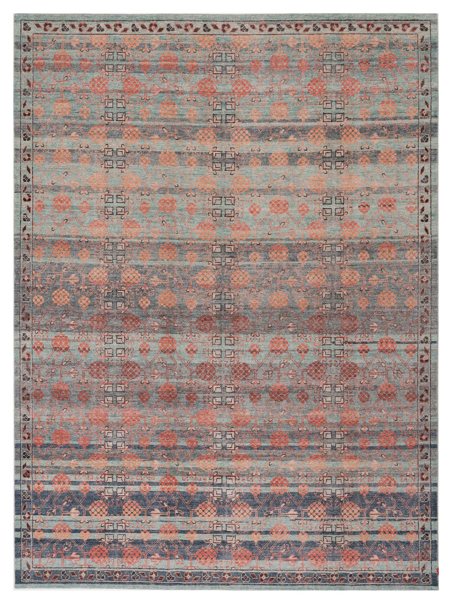 Aurore 154595 Blue Blue 9x12 Hand Knotted Rug