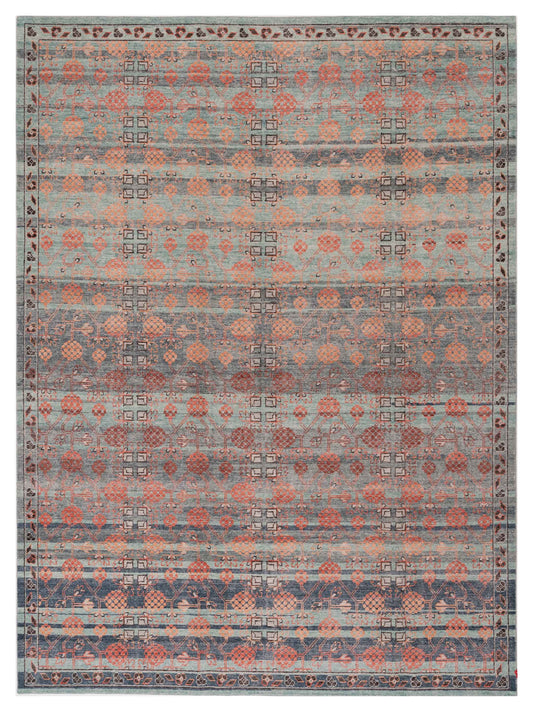 Aurore 154595 Blue Blue 9x12 Hand Knotted Rug