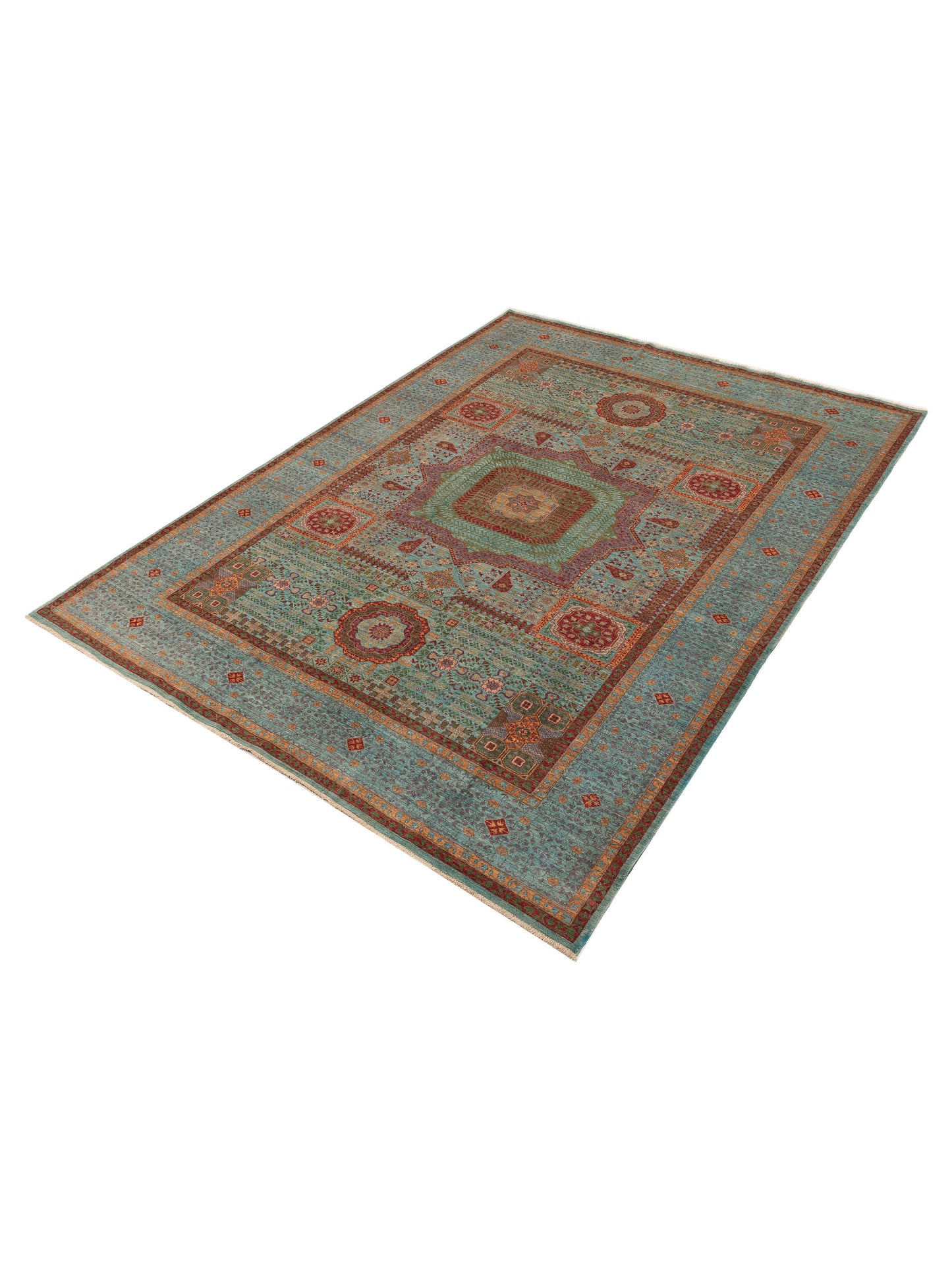 Super Mamluk 154623 Blue Blue 9x11.9 Hand Knotted Rug