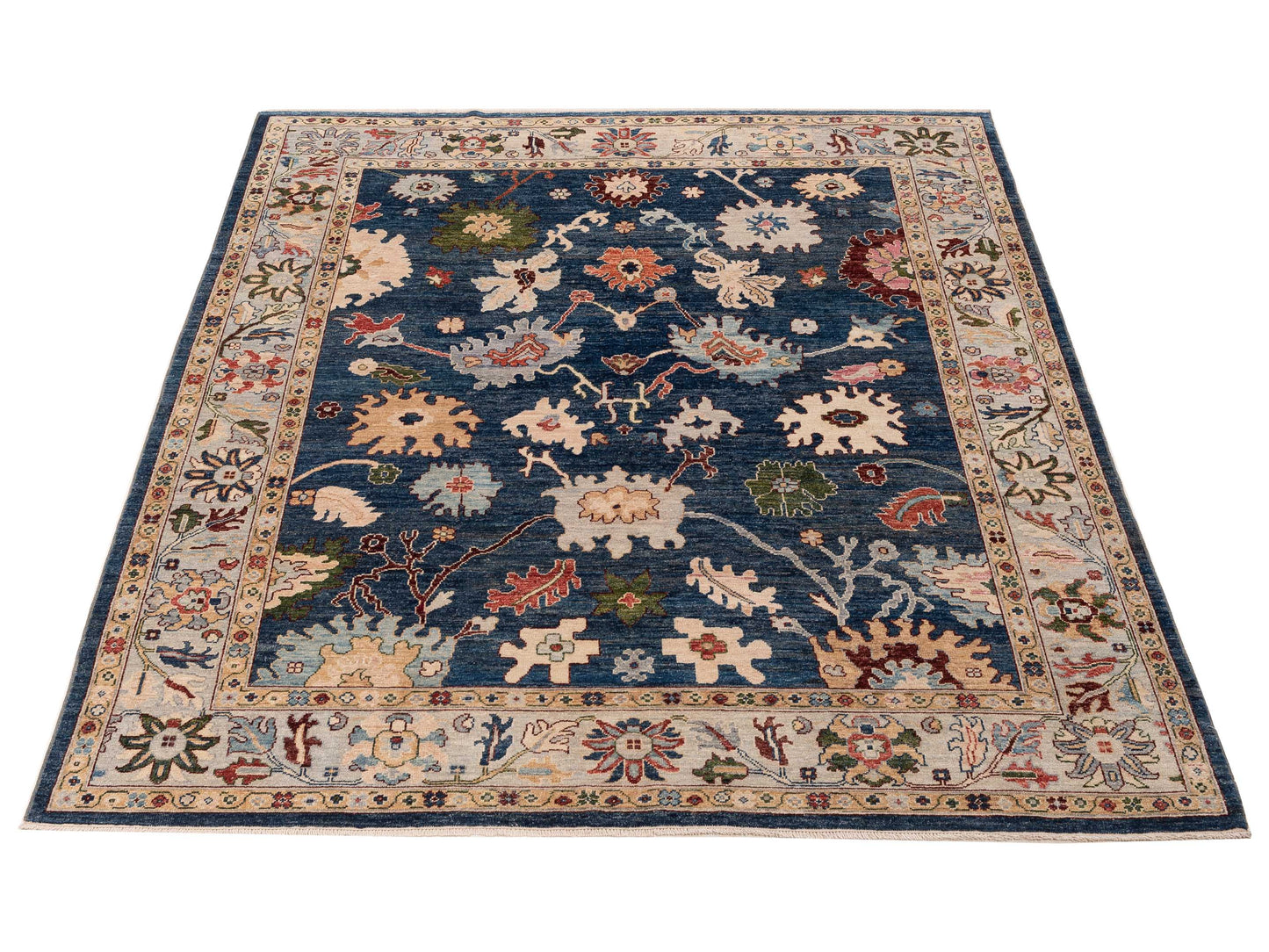 Anadol Oushak 154667 Blue Silver 8.3x9.10 Hand Knotted Rug