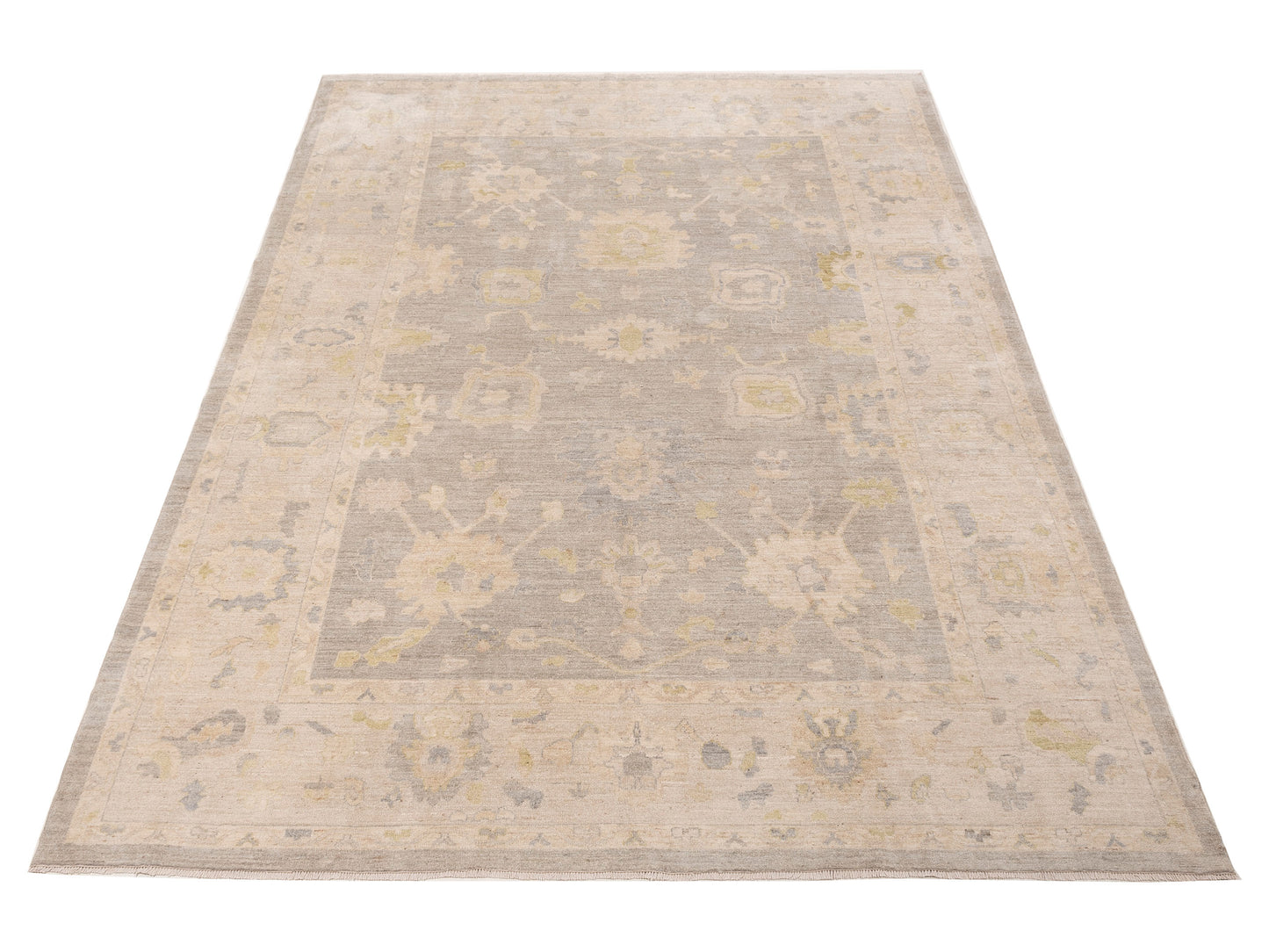 Anadol Oushak 154670 Gray Beige 9.9x13.6 Hand Knotted Rug