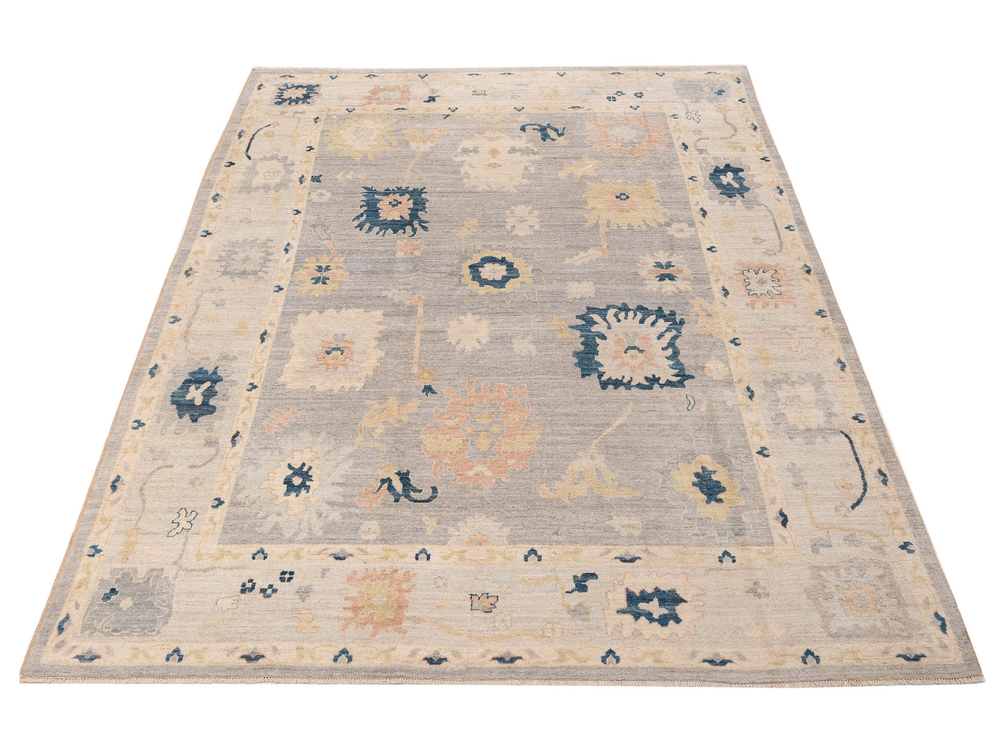 Anadol Oushak 154672 Gray Beige 9.1x12 Hand Knotted Rug