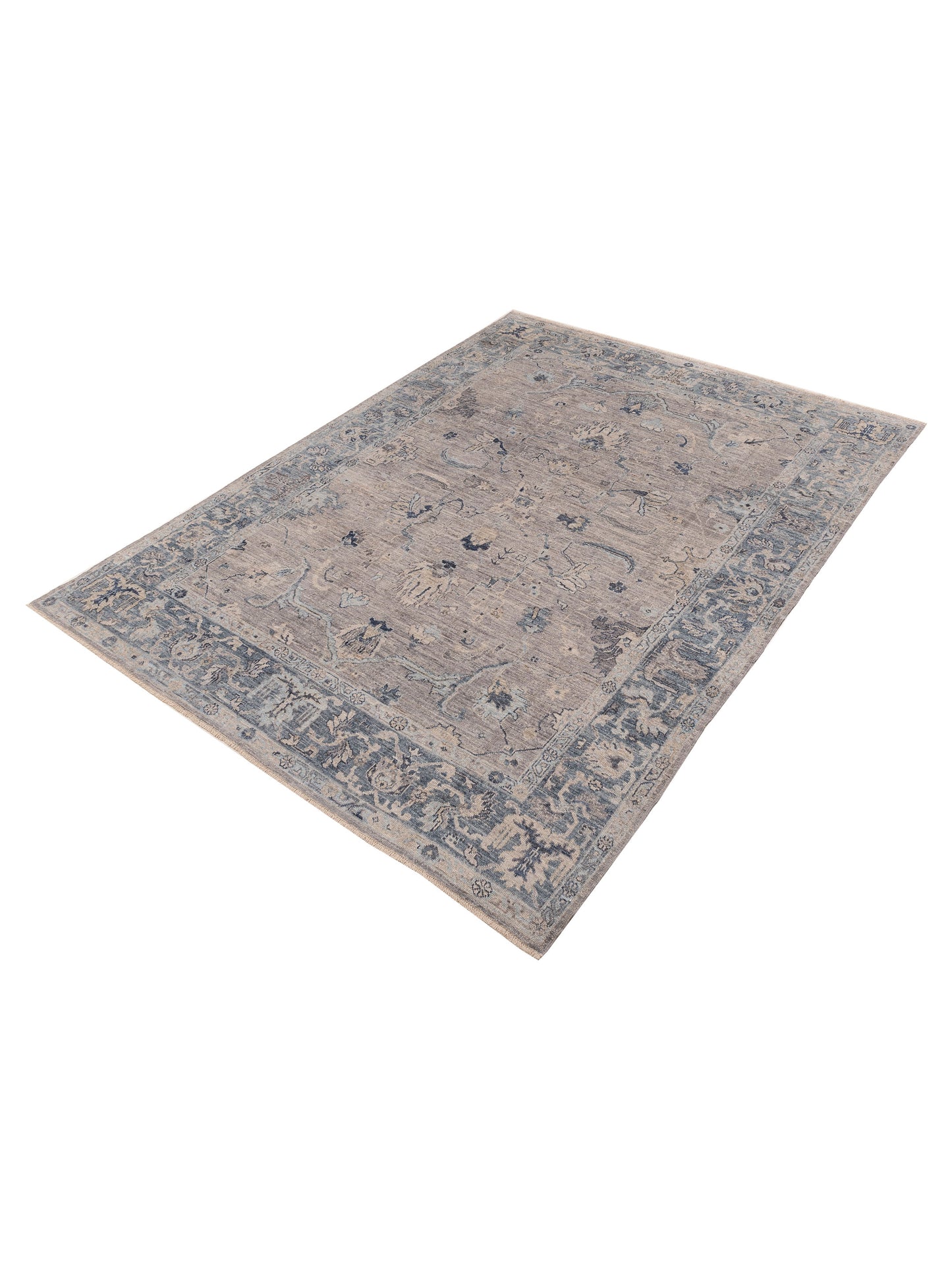 Angora Oushak 154674 Gray Blue 8.11x11.10 Hand Knotted Rug