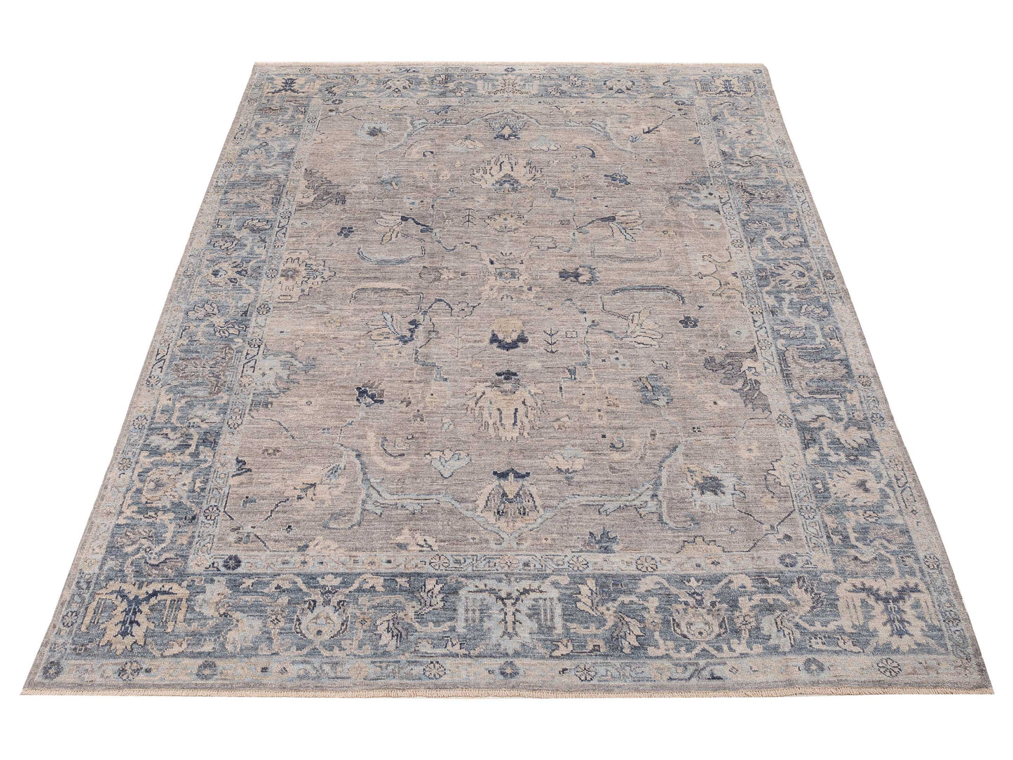Angora Oushak 154674 Gray Blue 8.11x11.10 Hand Knotted Rug