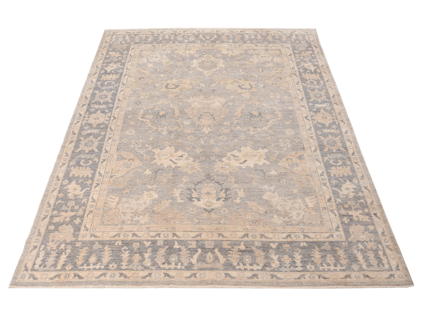 Anadol Oushak 154675 Silver Gray 8.11x12 Hand Knotted Rug