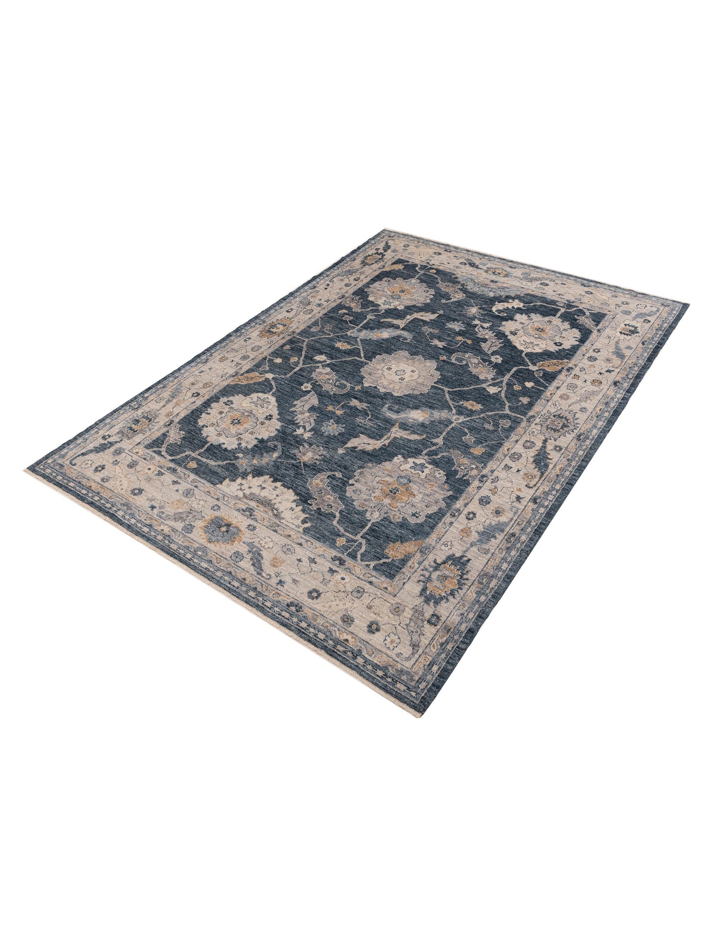 Angora Oushak 154678 Blue Ivory 8.10x12 Hand Knotted Rug