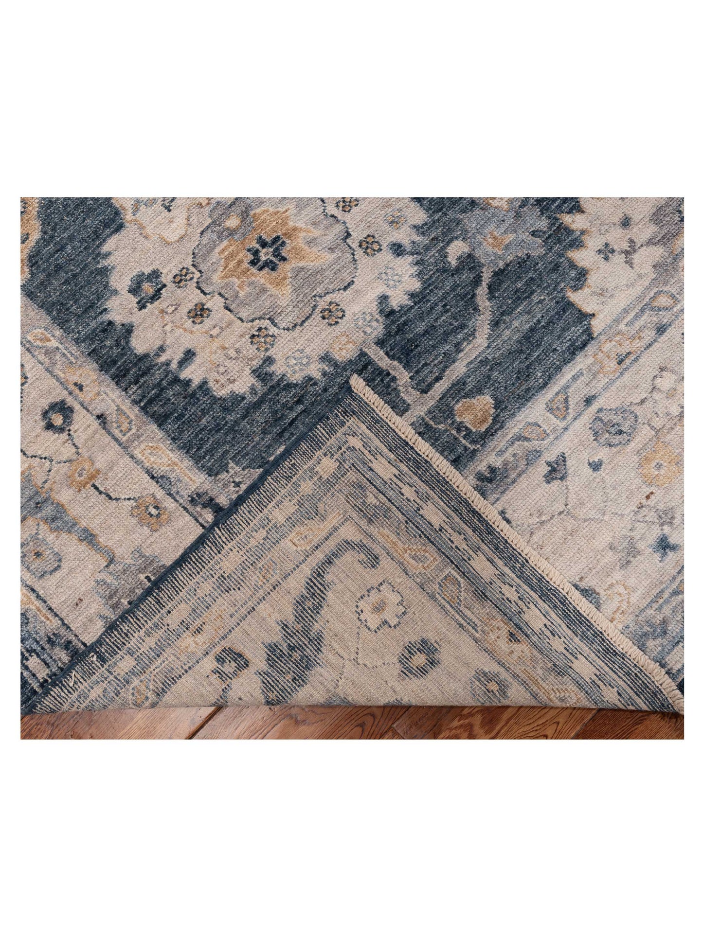 Angora Oushak 154678 Blue Ivory 8.10x12 Hand Knotted Rug