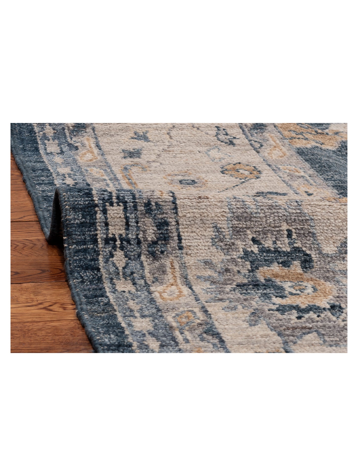 Angora Oushak 154678 Blue Ivory 8.10x12 Hand Knotted Rug