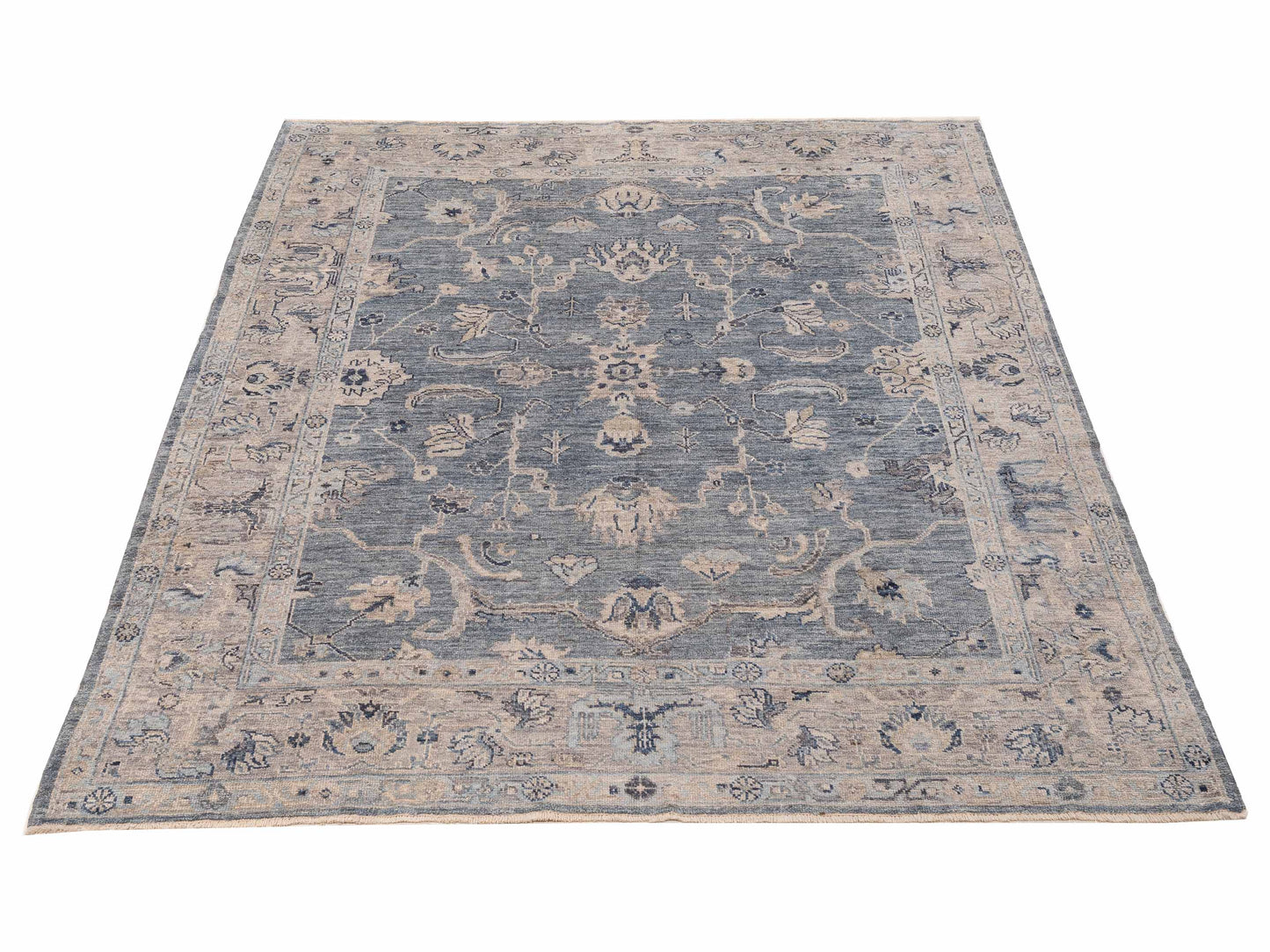 Angora Oushak 154686 Blue Gray 7.11x9.7 Hand Knotted Rug