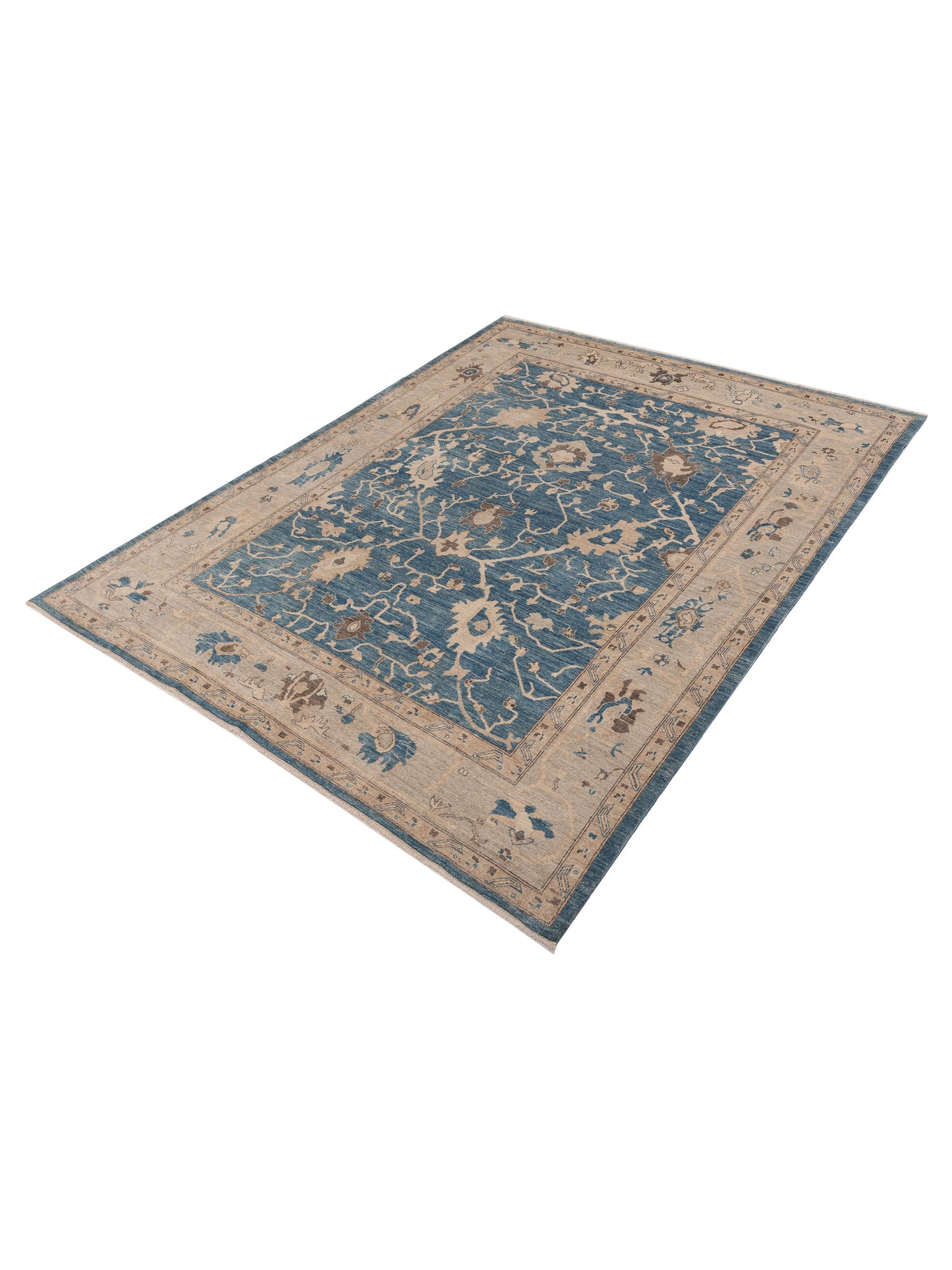 Anadol Oushak 154688 Blue Beige 9.1x11.9 Hand Knotted Rug