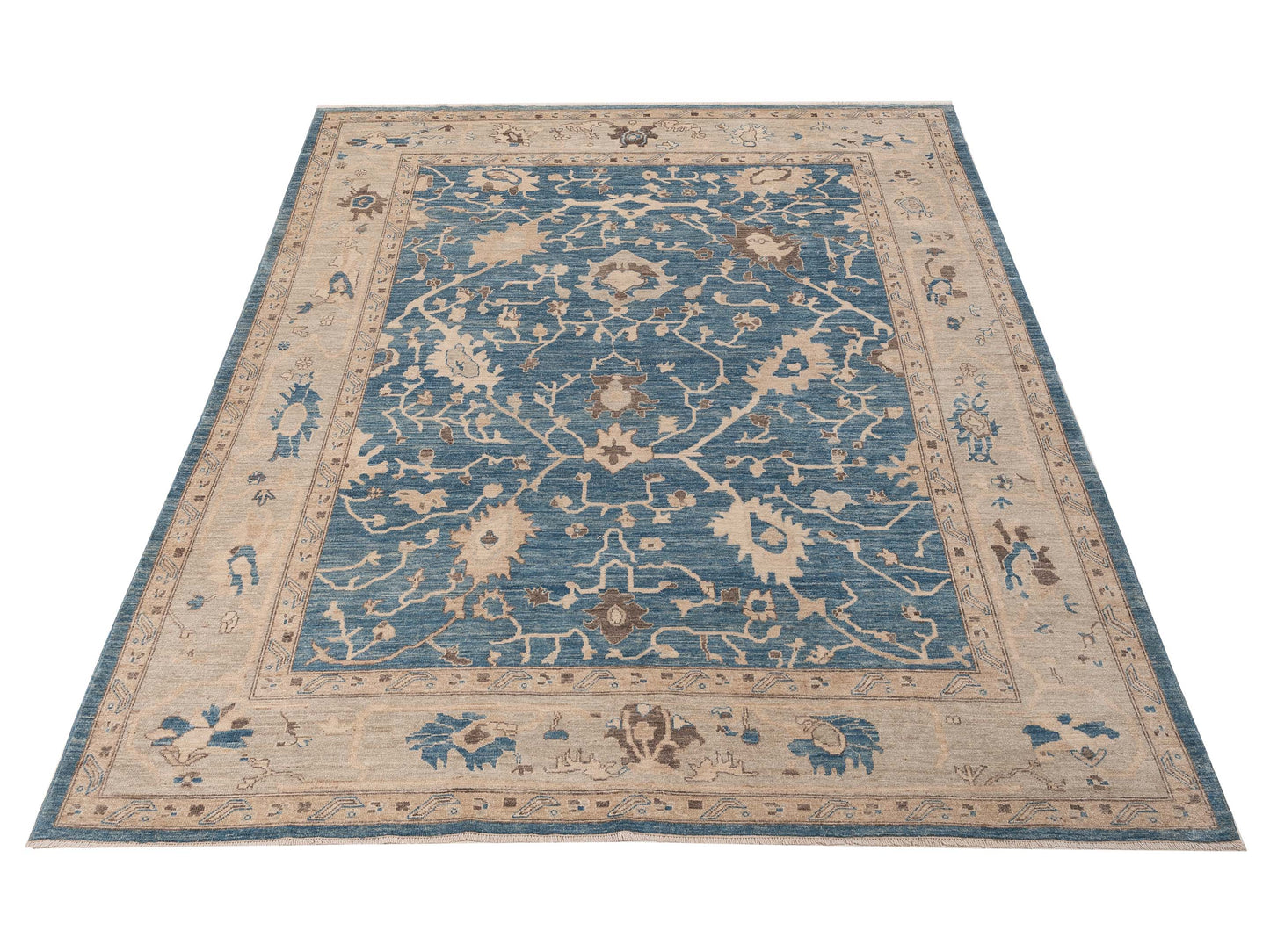 Anadol Oushak 154688 Blue Beige 9.1x11.9 Hand Knotted Rug